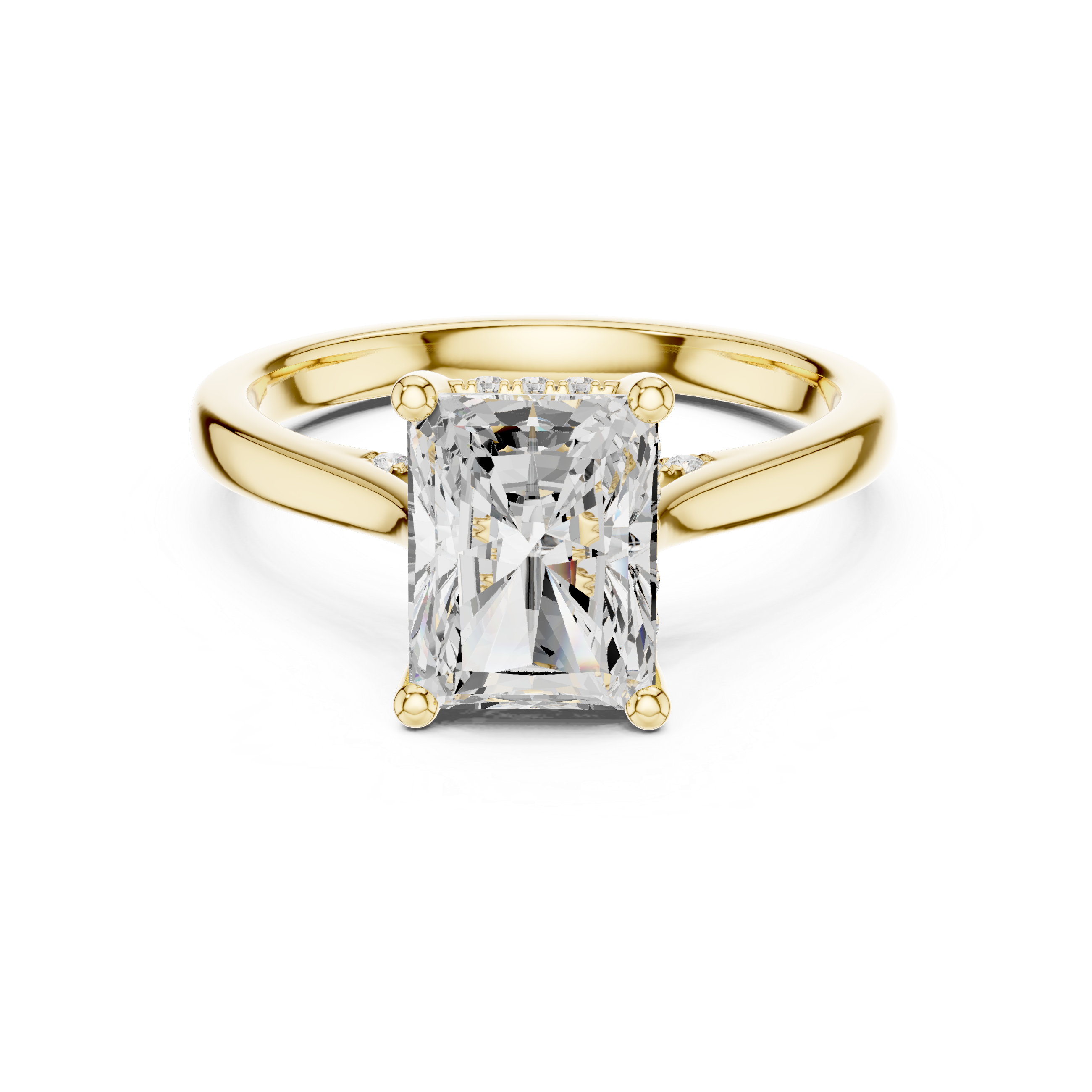 Radiant Cut Solitaire Hidden Halo with Pave Engagement Ring