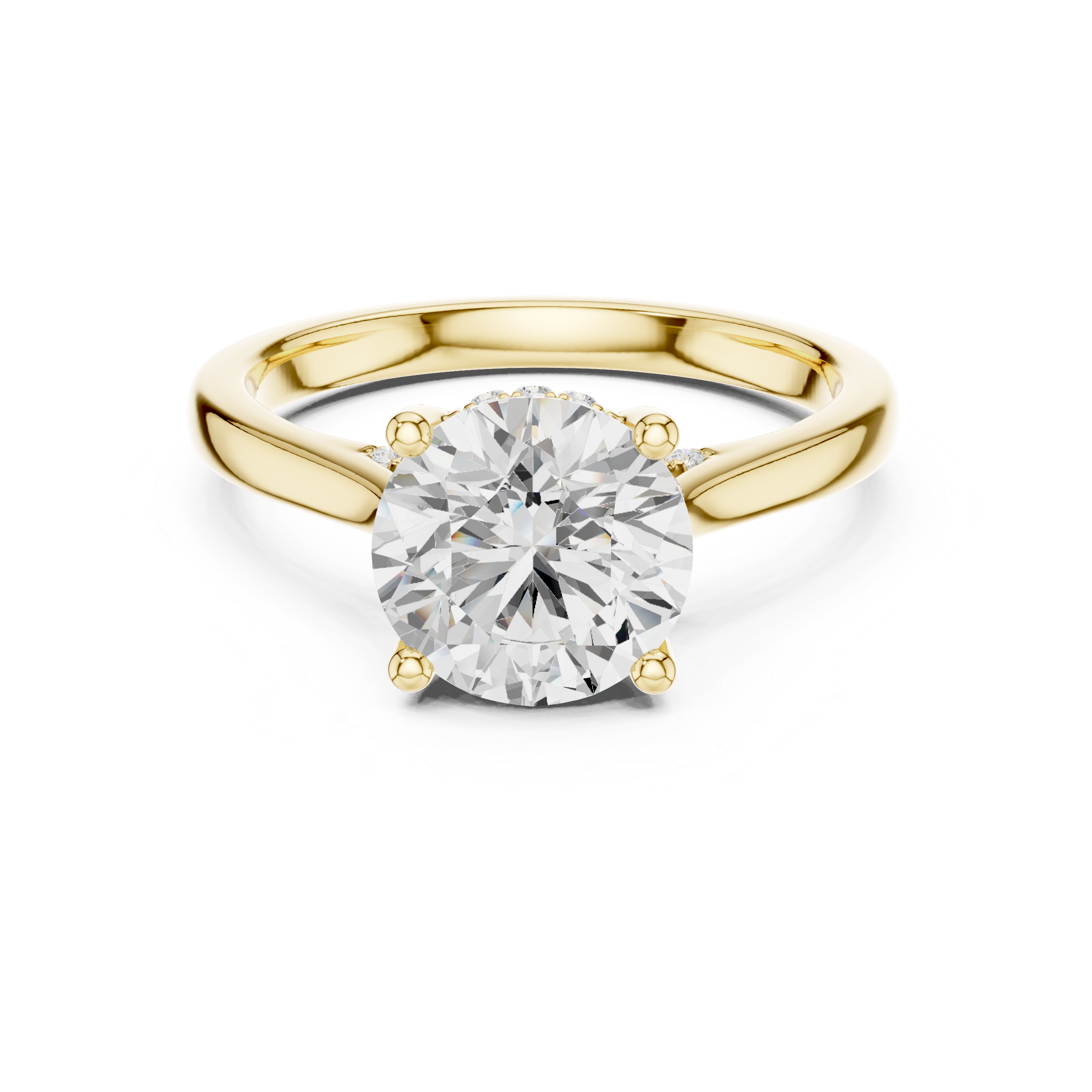 Round Cut Solitaire Hidden Halo with Pave Engagement Ring