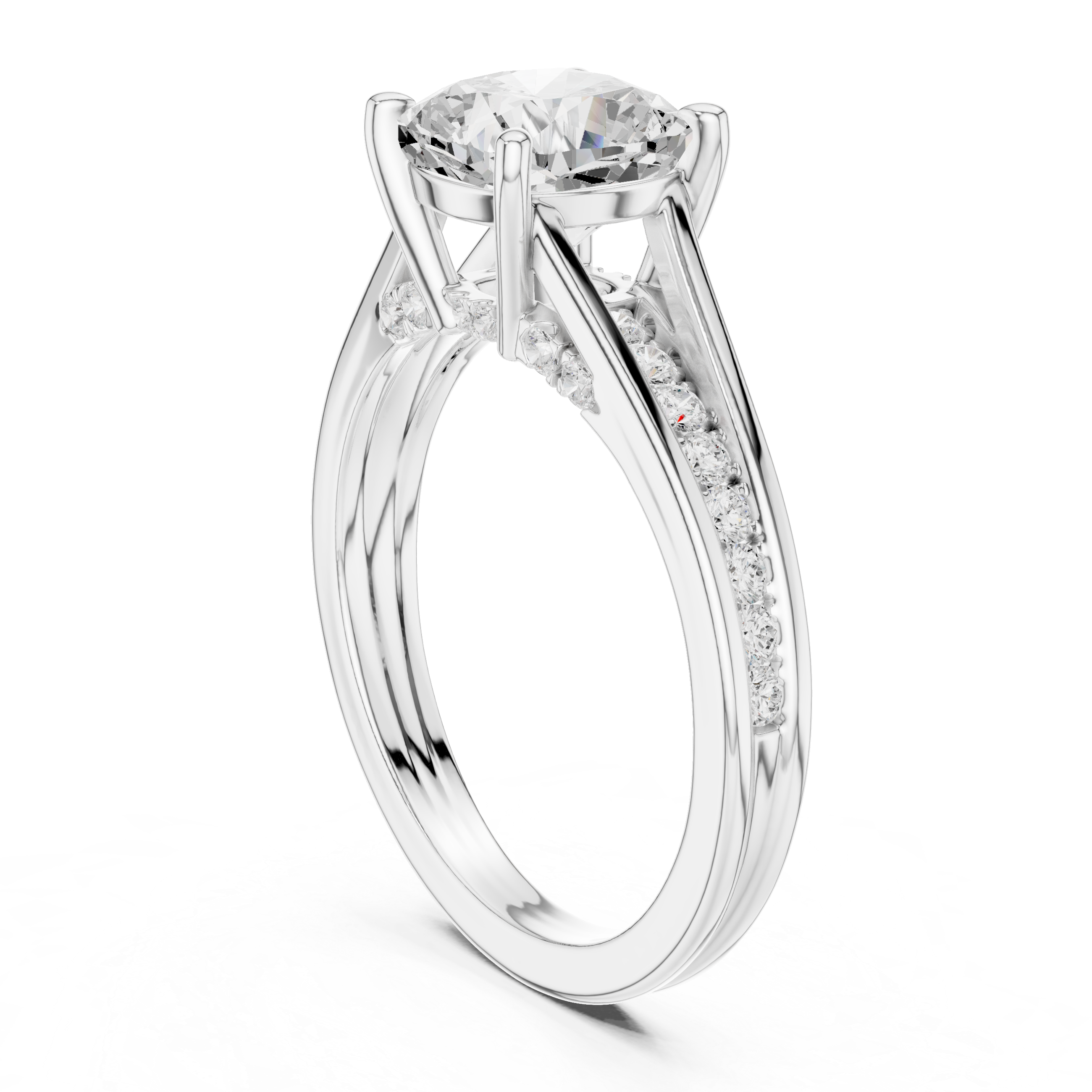 Cushion Cut split shank Band With Hidden Halo Diamond Engagement Ring
