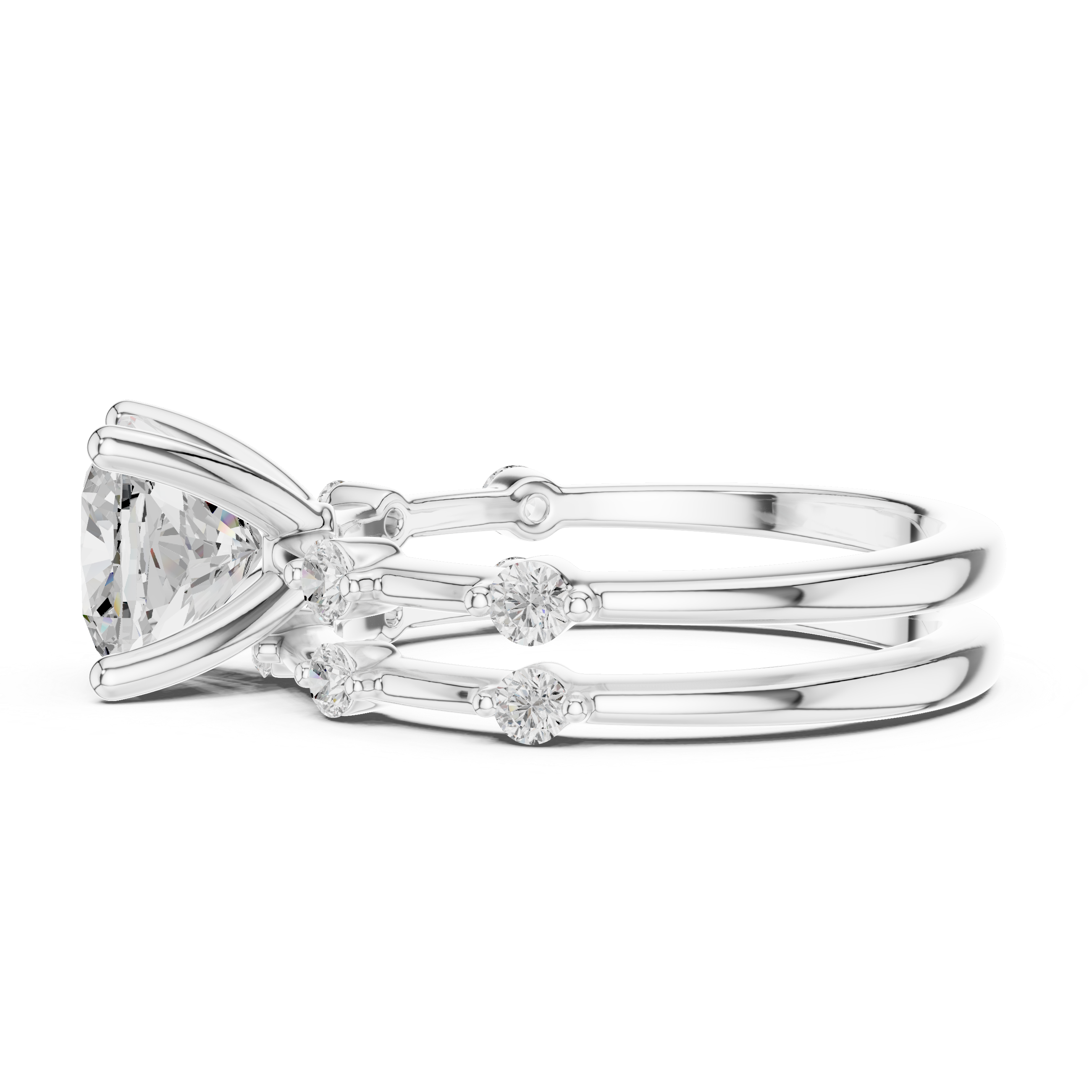 Cushion Cut Lab Diamond Bridal Ring Set