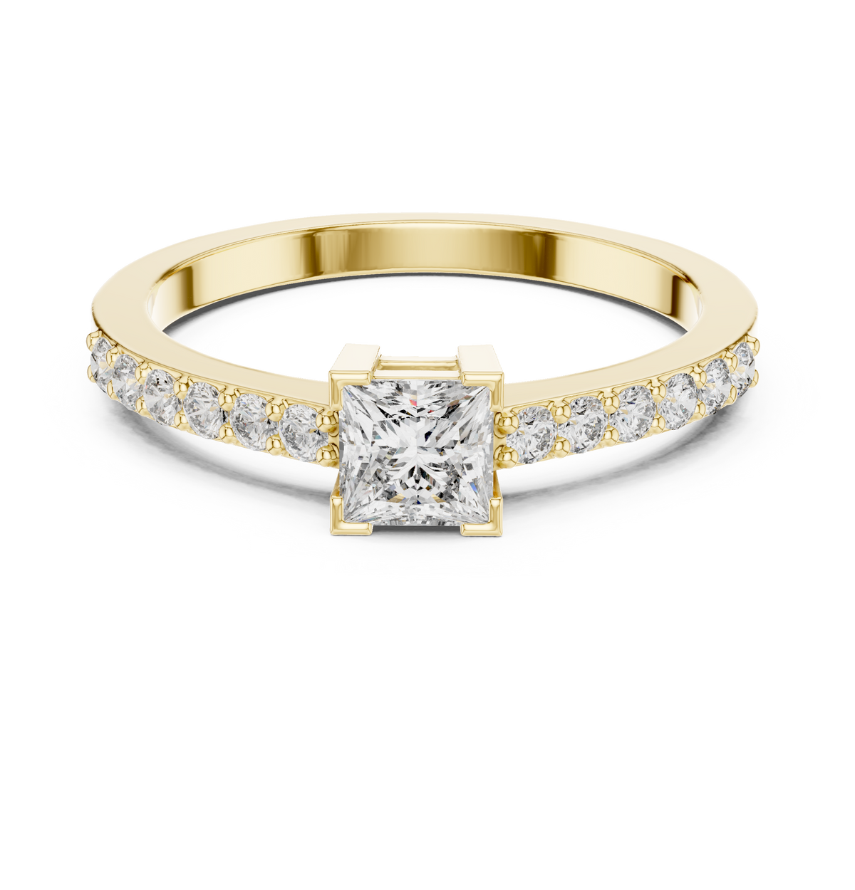 Princess Cut 4-Prong Pave Set Anniversary Ring