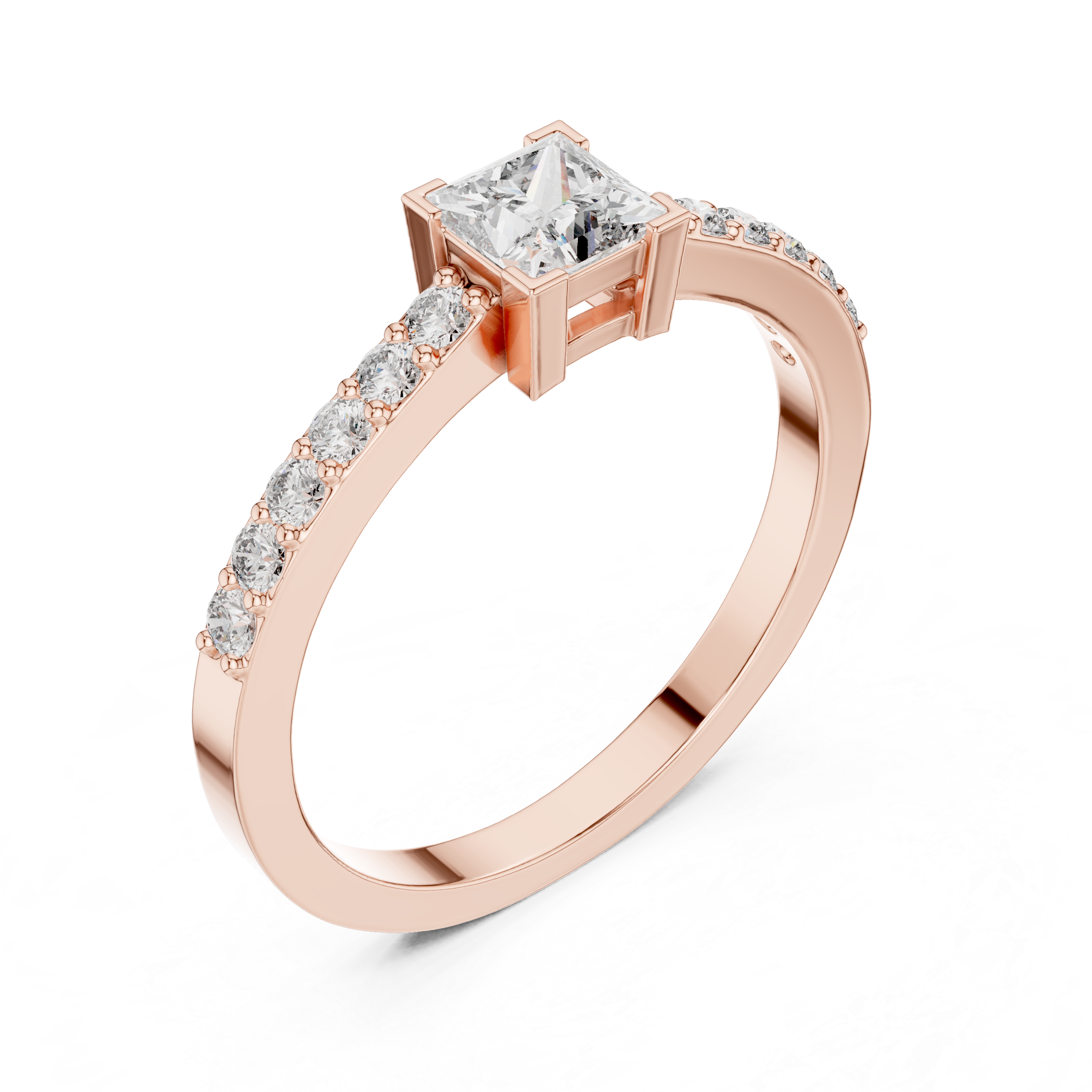 Princess Cut 4-Prong Pave Set Anniversary Ring