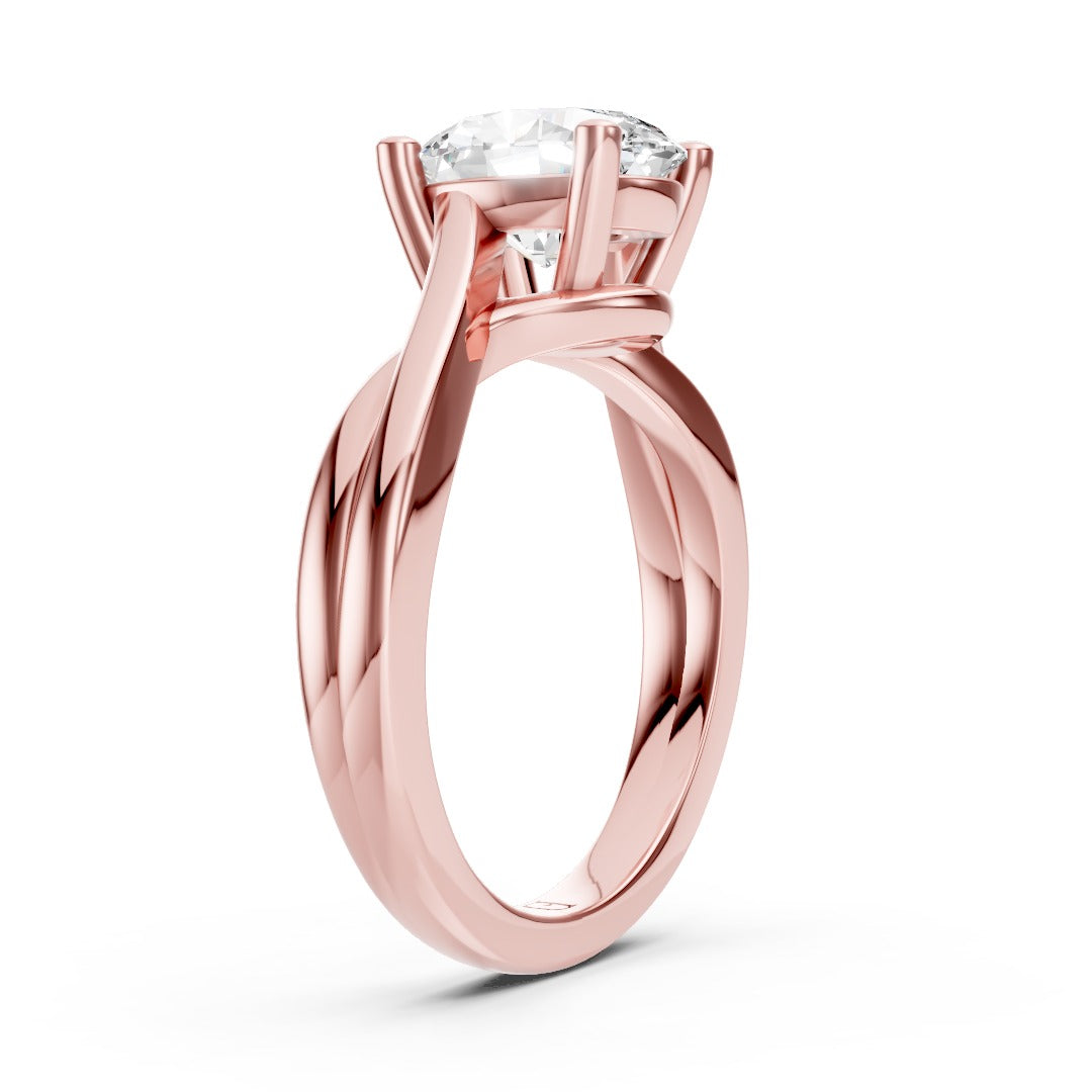 Twisted Shank Oval Diamond Solitaire Ring