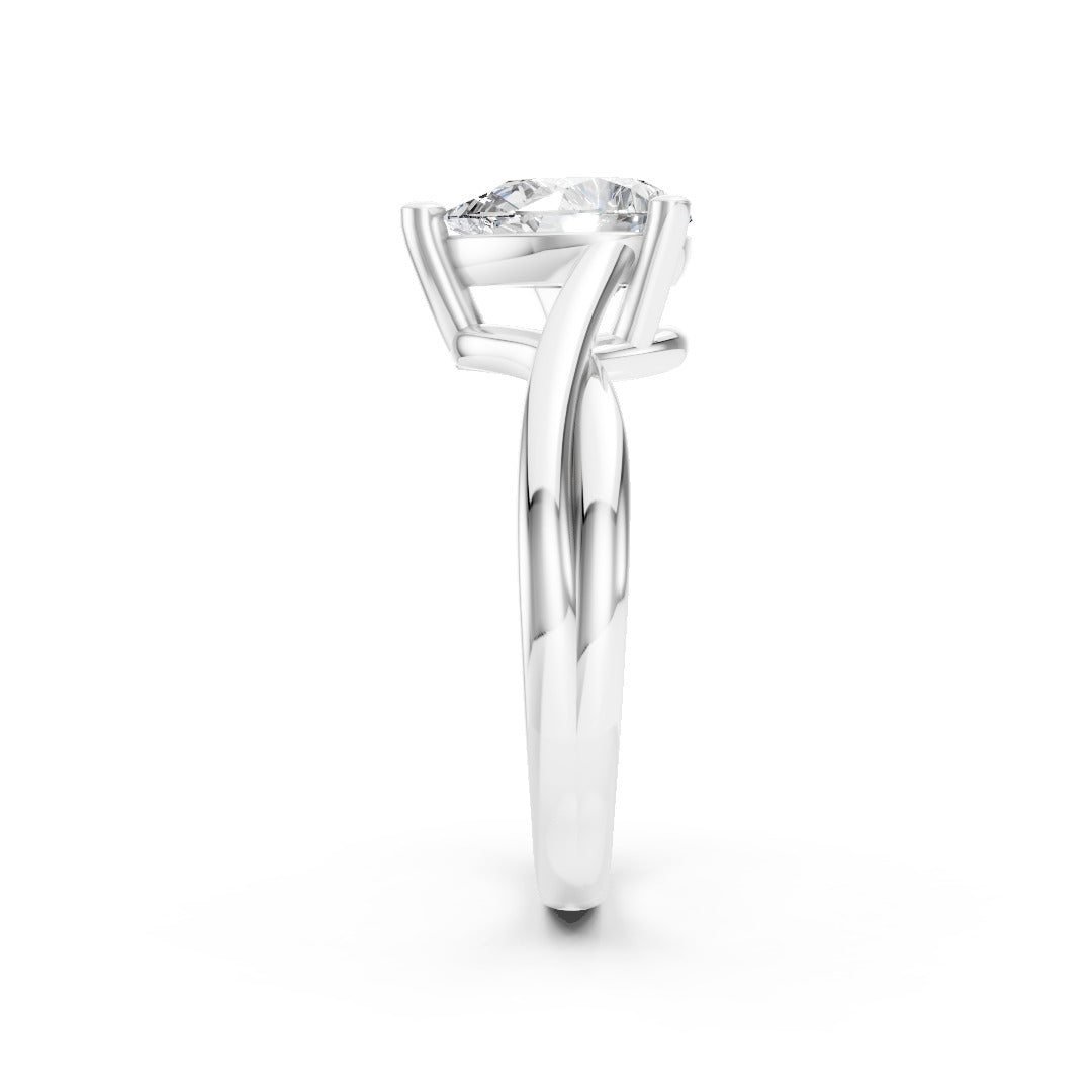 Twisted Shank Pear Diamond Solitaire Ring