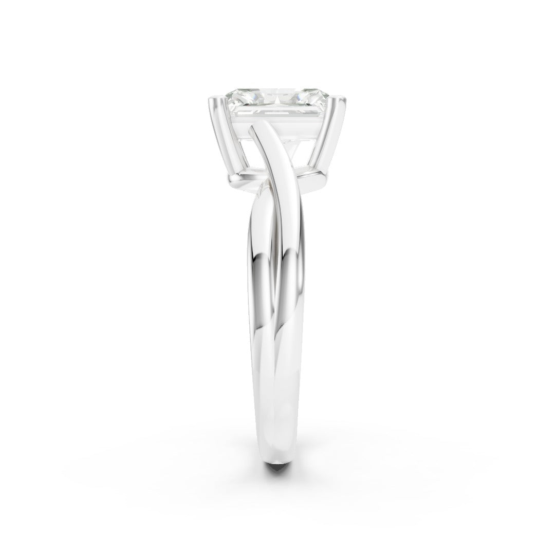 Twisted Shank Radiant Diamond Solitaire Ring