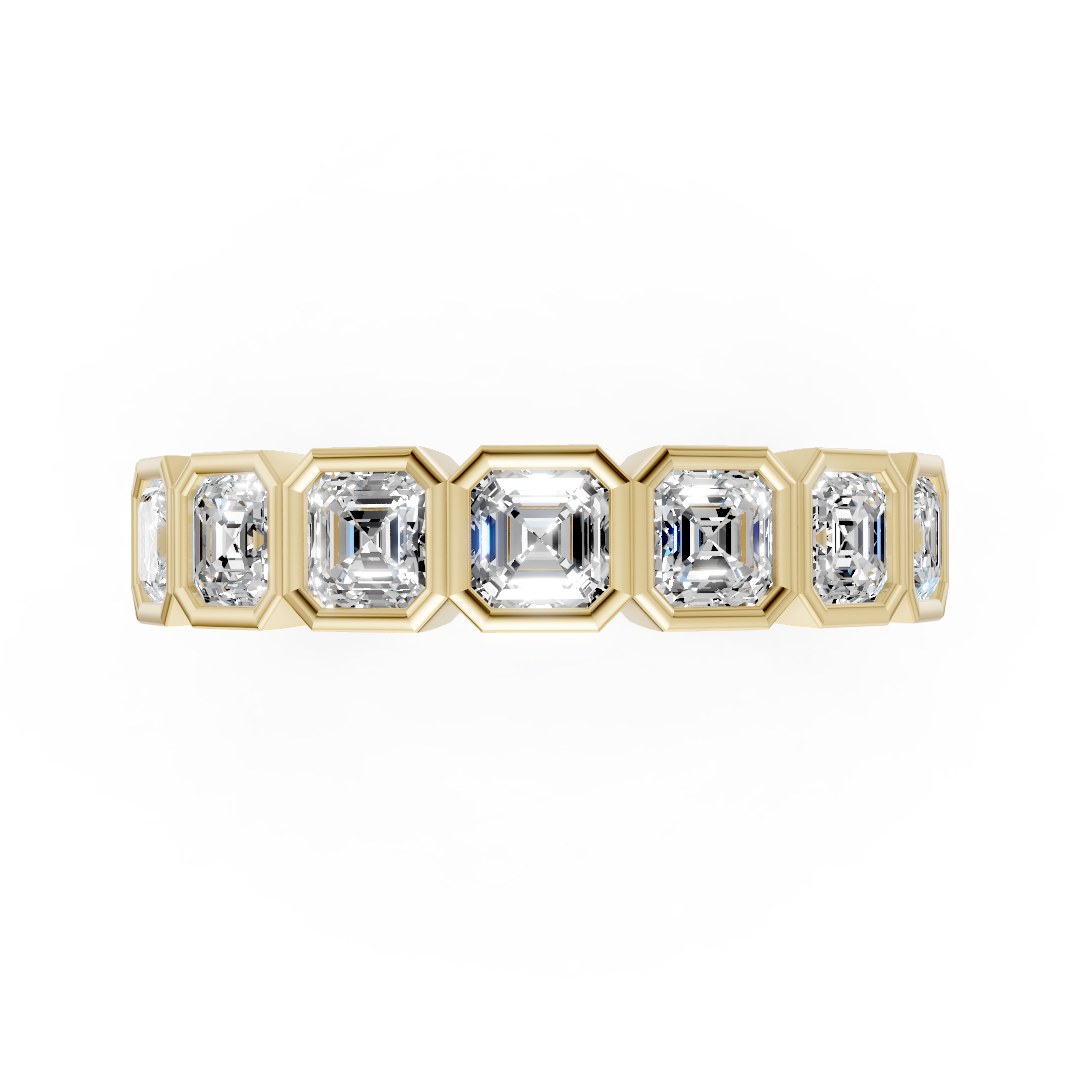 Bezel Set Asscher Diamond Half Eternity Band