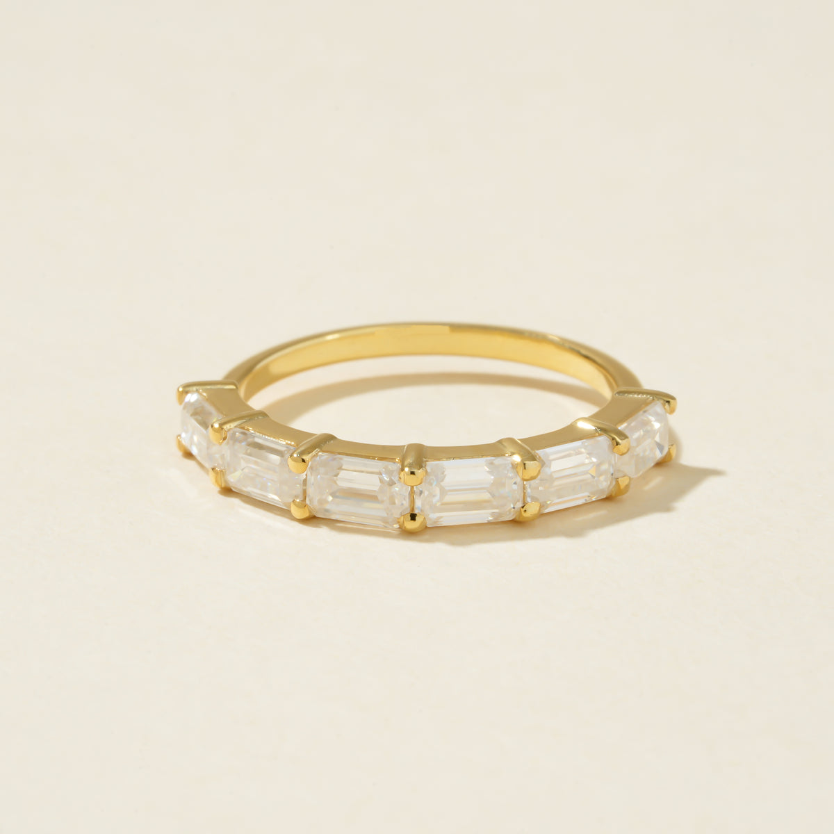 Baguette Diamond Half Eternity Stacking Ring