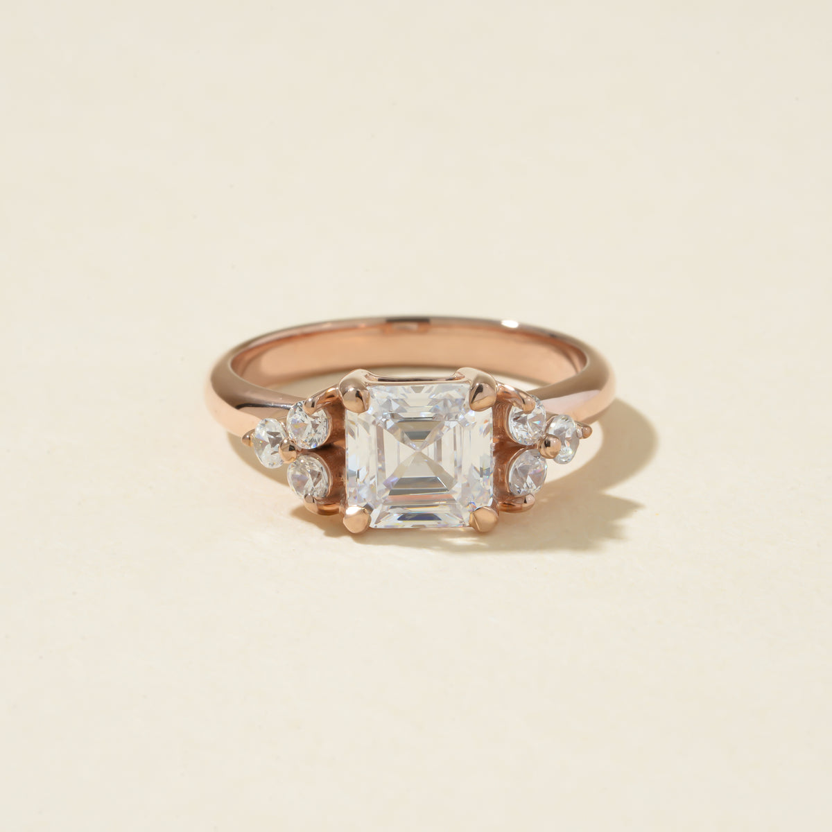 Asscher Cut Cluster Engagement Ring