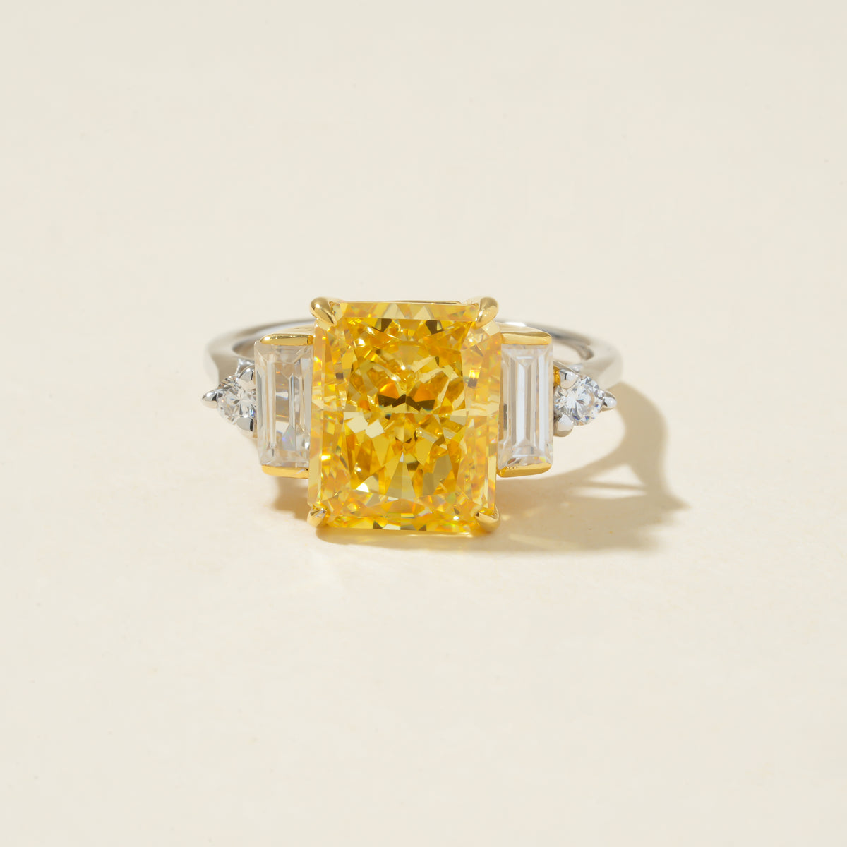 Canary Yellow Radiant Cathedral Style Ring