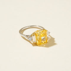 Canary Yellow Radiant Cathedral Style Ring