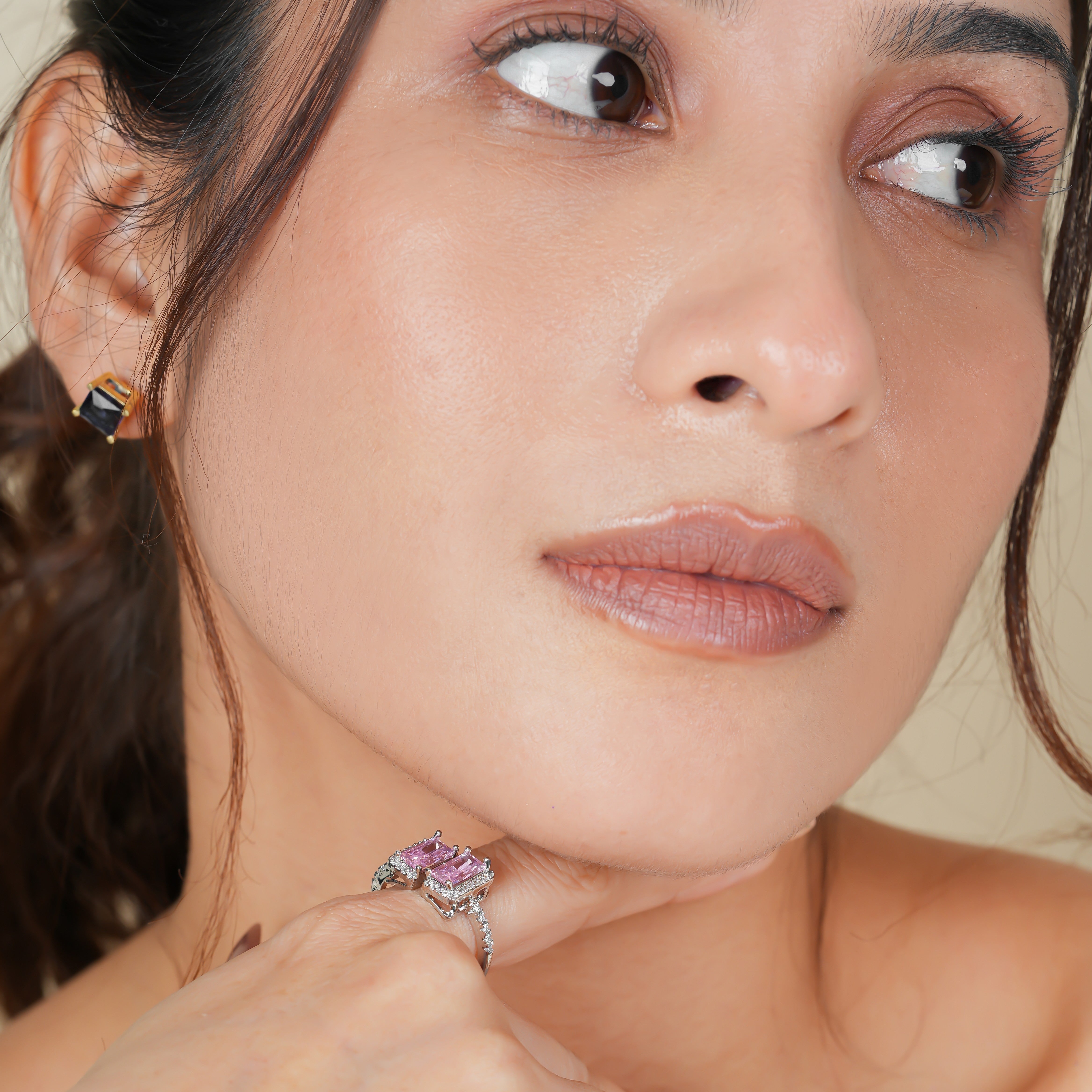 Pink Emerald Open Cuff Engagement Ring