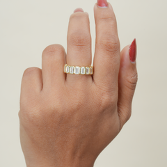 Emerald Cut Full Bezel Set Wedding Band