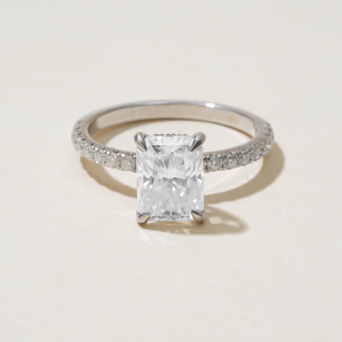 Radiant Cut Hidden Halo Diamond Ring