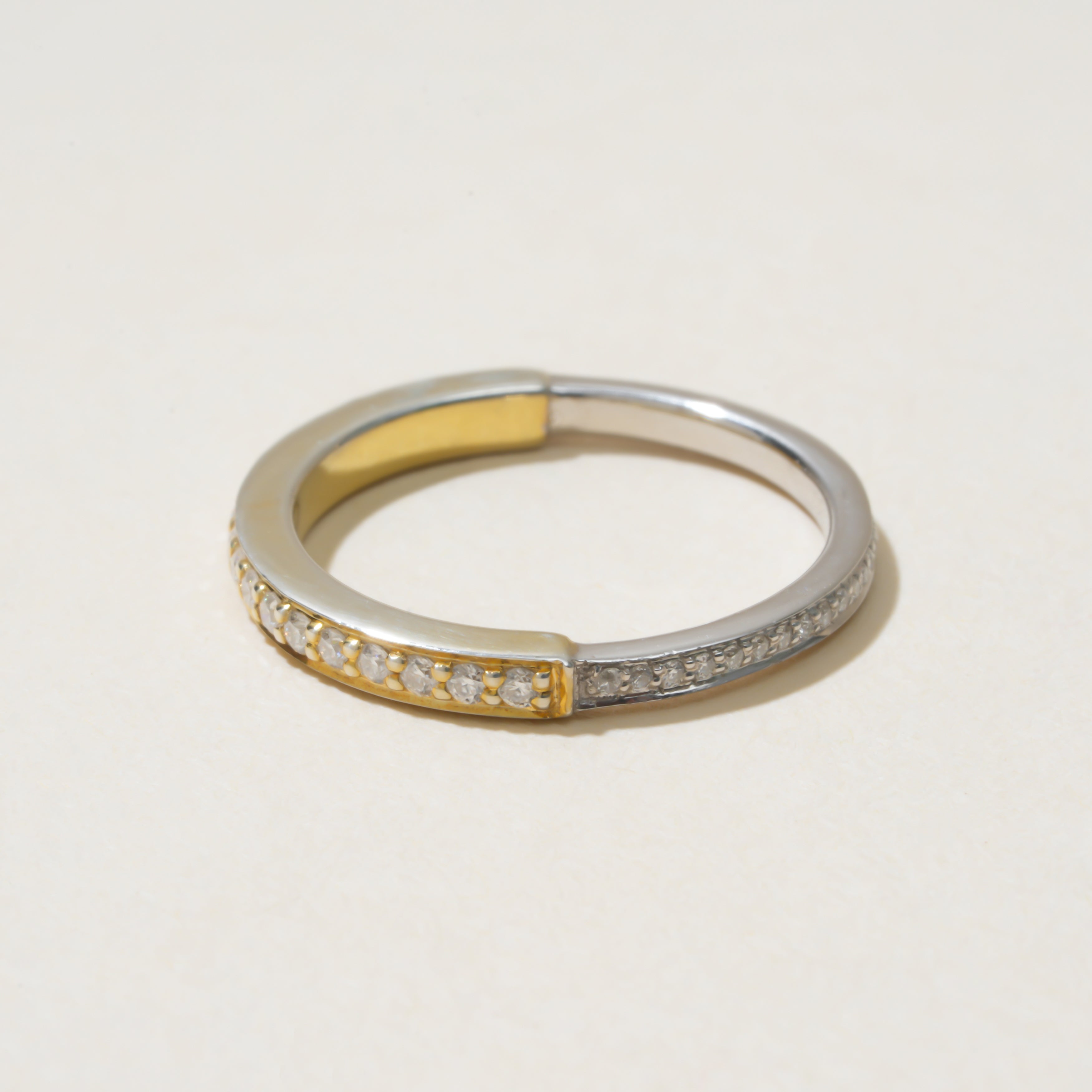 Half Yellow And White Gold Eternity Band