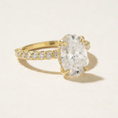 Oval Cut Hidden Halo Vintage Ring