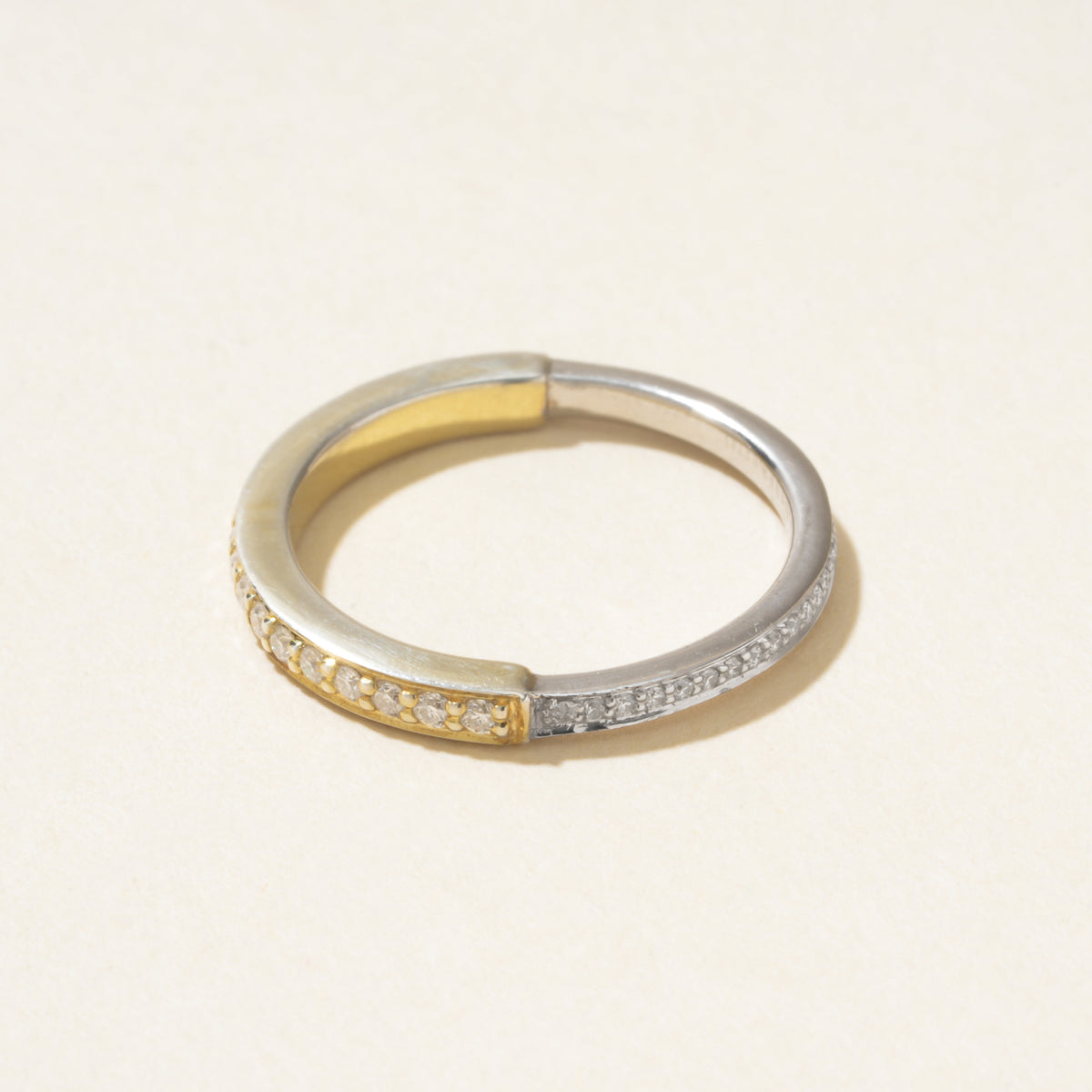 Half Yellow And White Gold Eternity Band