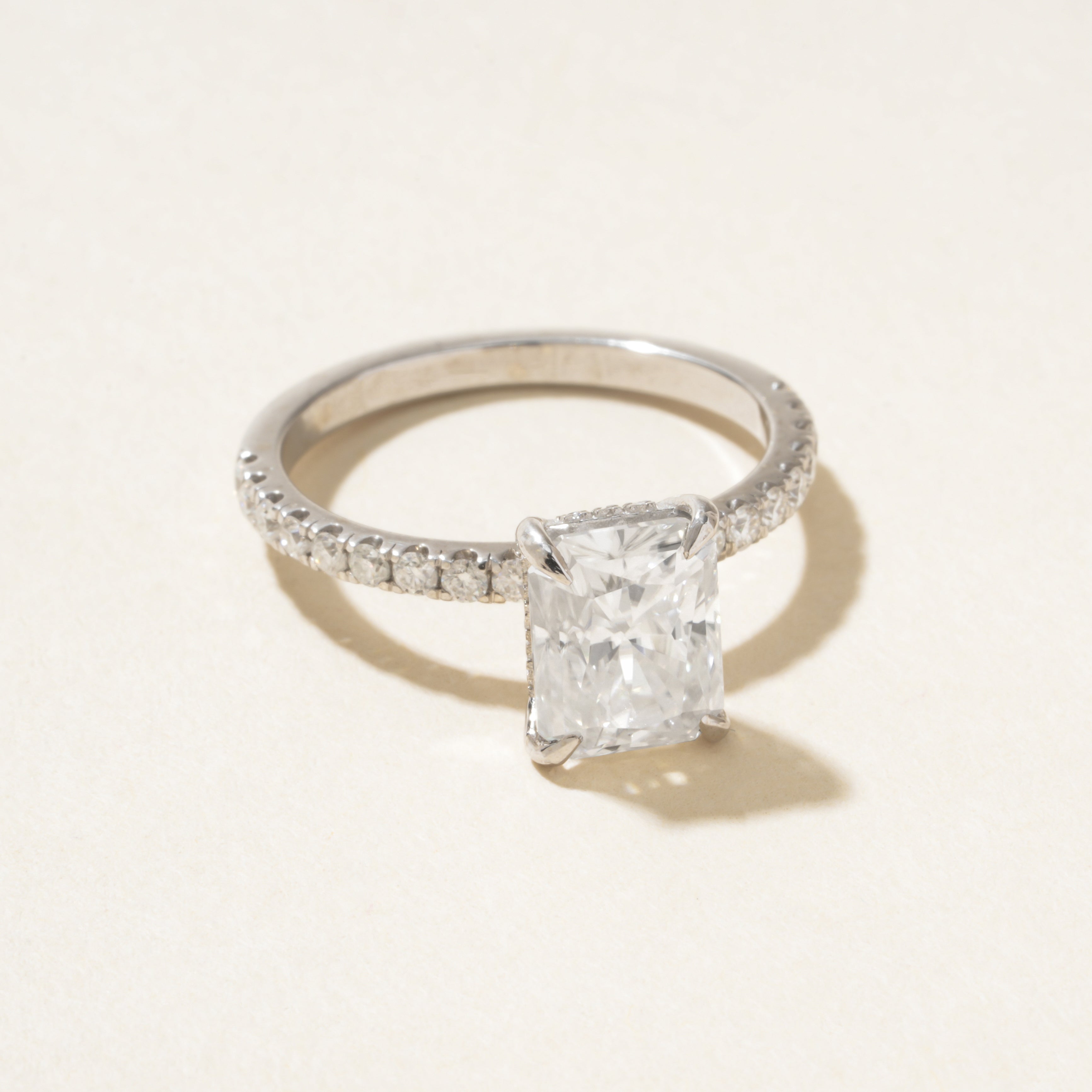 Radiant Cut Hidden Halo Diamond Ring