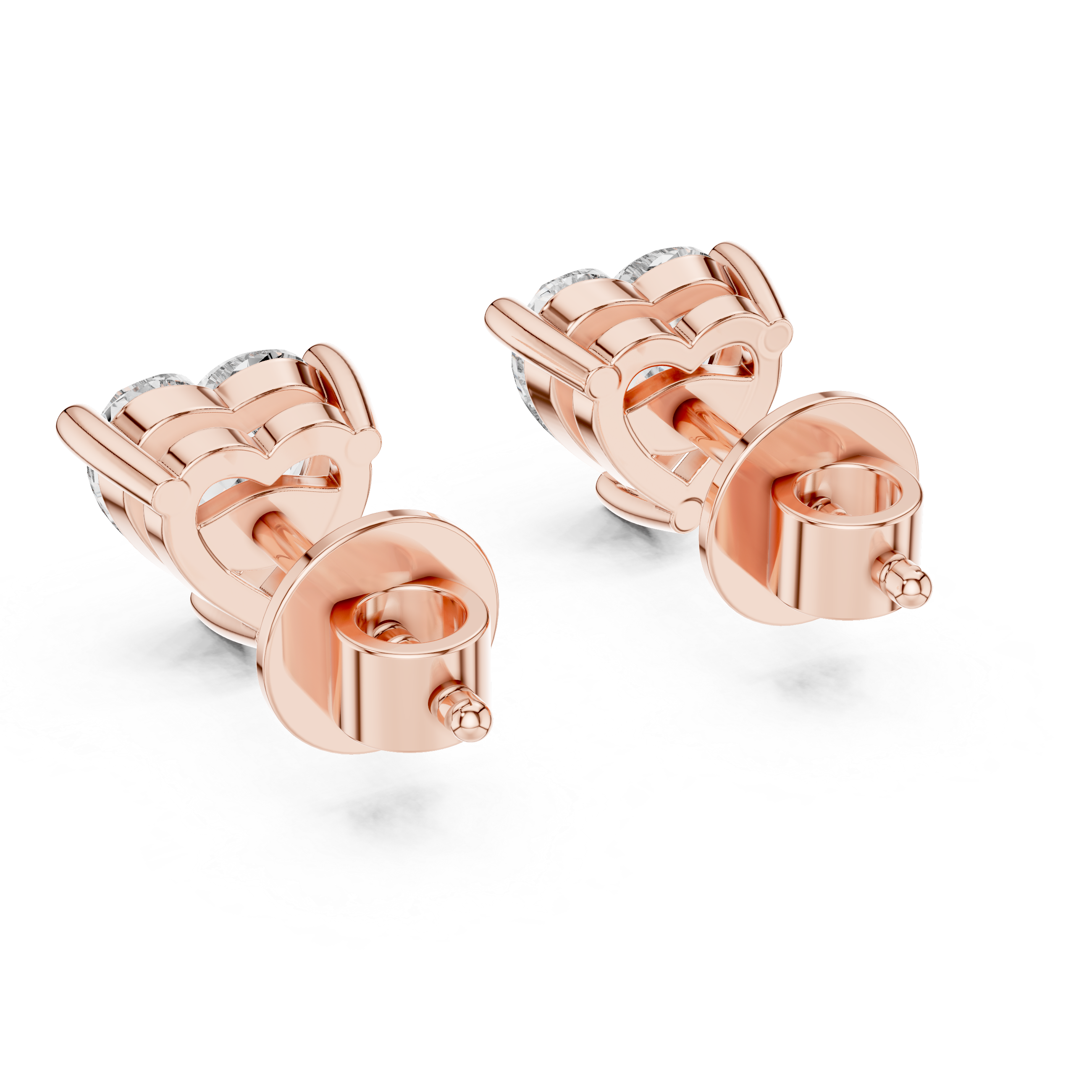 Classic Heart Cut Diamond Stud Earrings