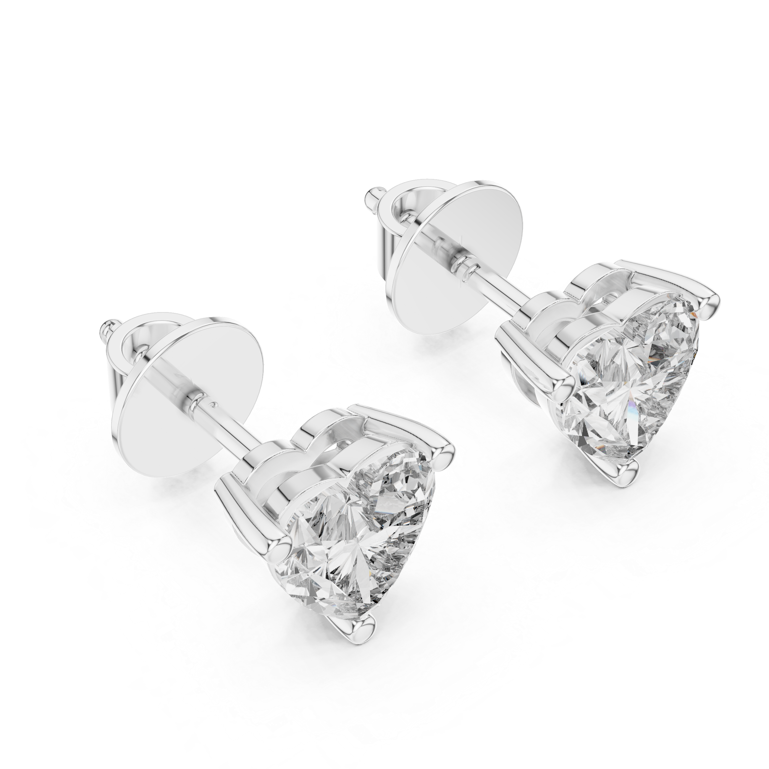 Classic Heart Cut Diamond Stud Earrings