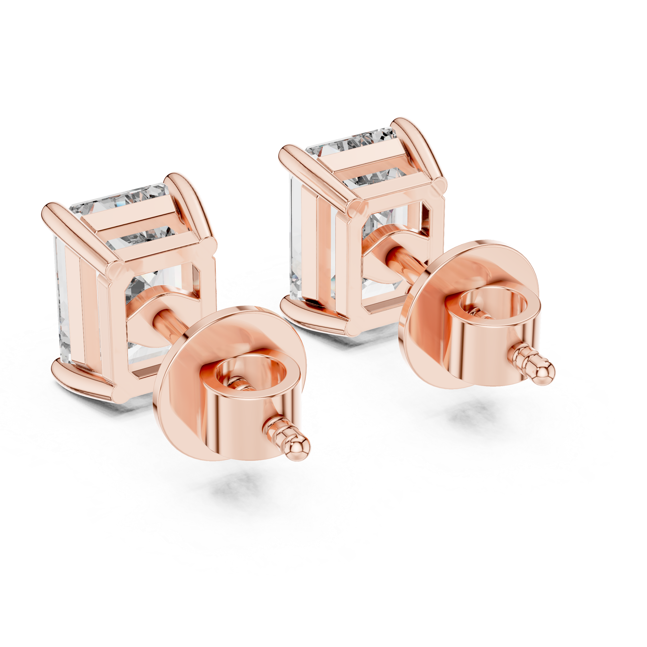 Classic Emerald Cut Diamond Stud Earrings