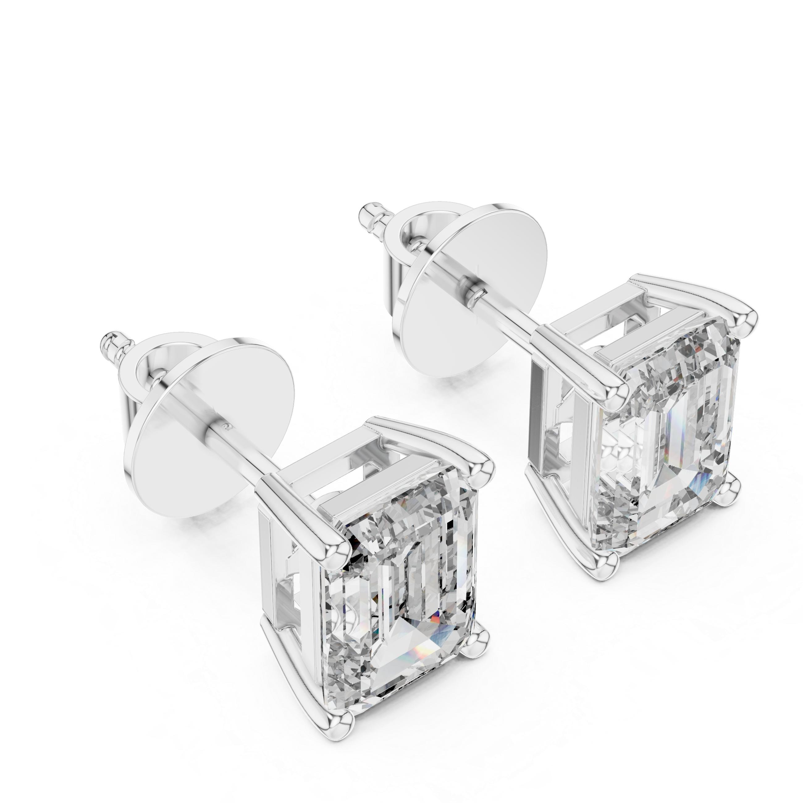 Classic Emerald Cut Diamond Stud Earrings