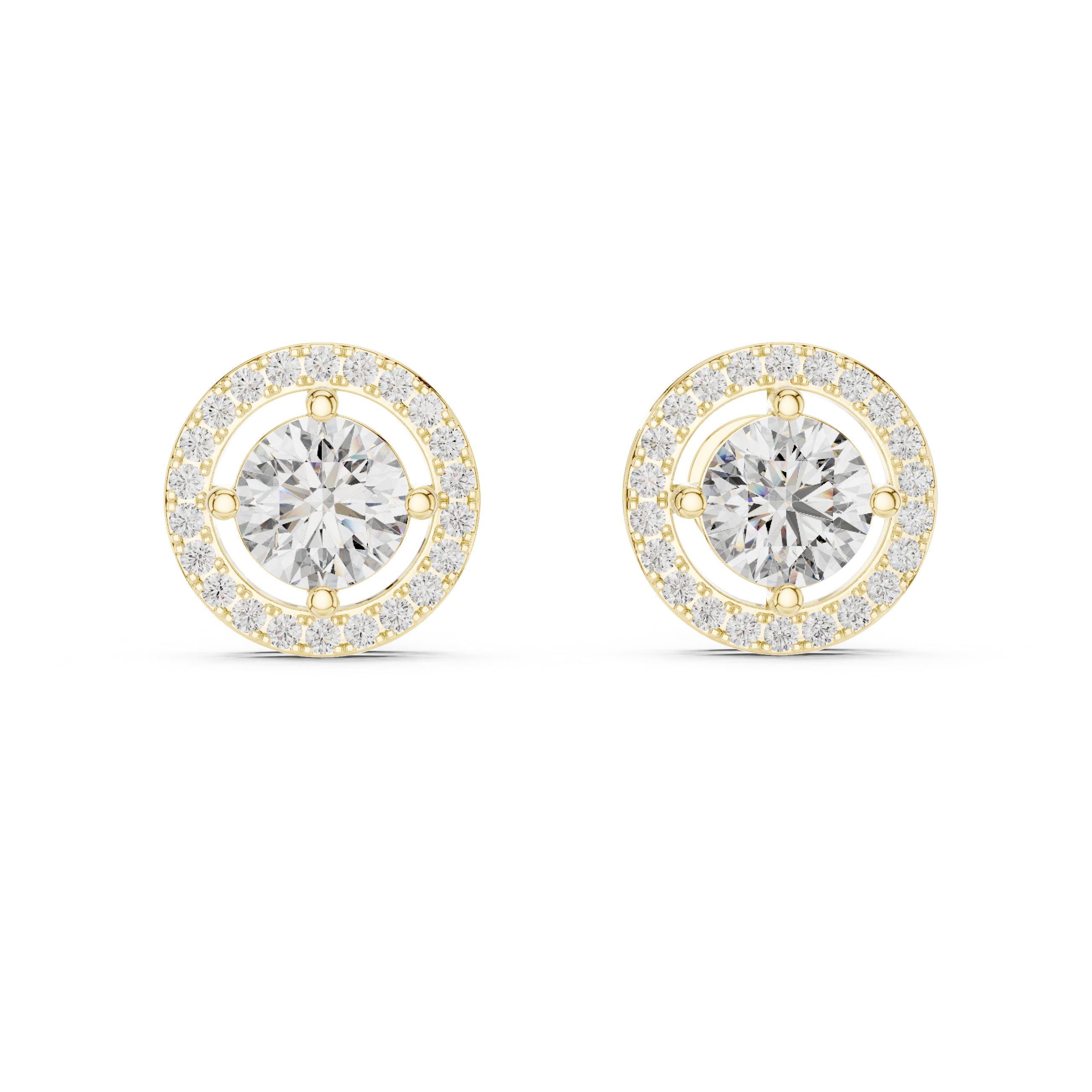 Round Cut Diamond Floating Halo Stud Earrings