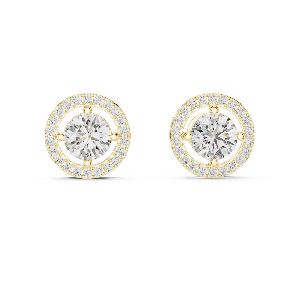 Round Cut Diamond Floating Halo Stud Earrings