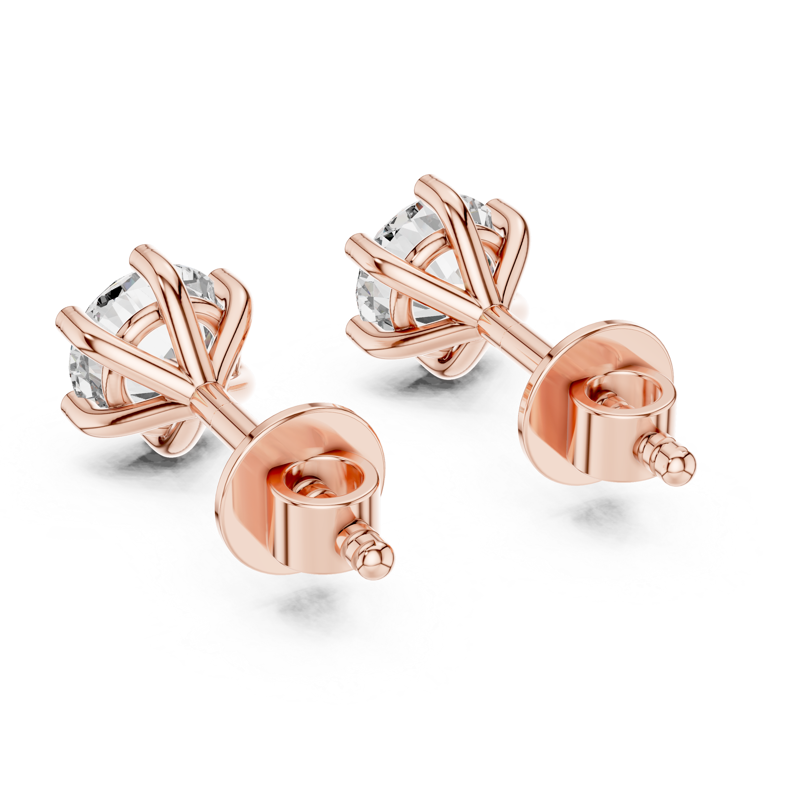 6-Prong Round Cut Martini Set Stud Earring