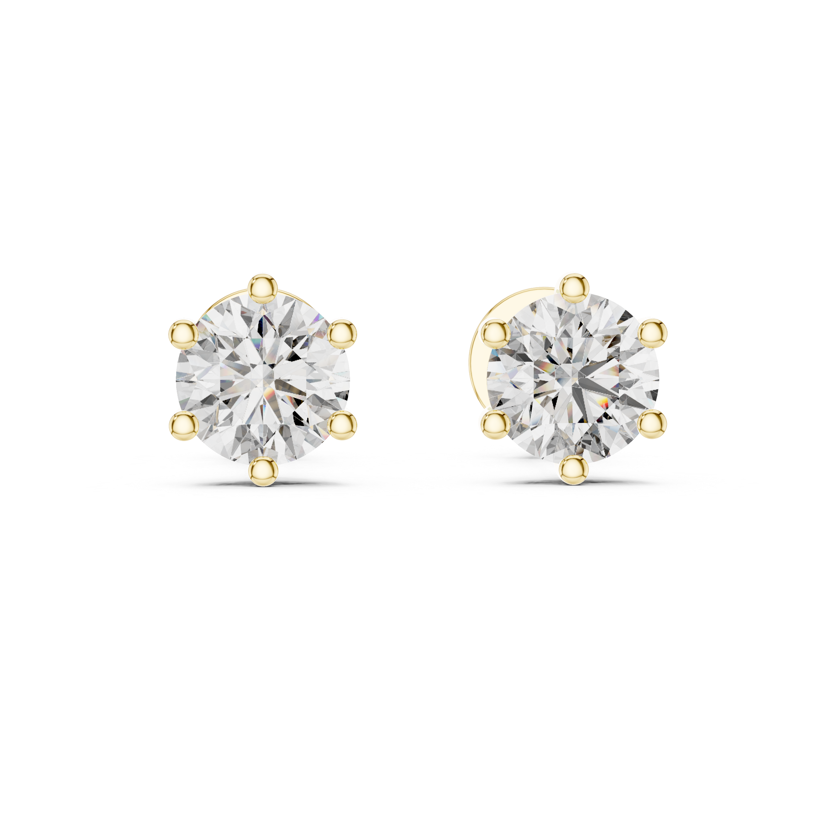 6-Prong Round Cut Martini Set Stud Earring