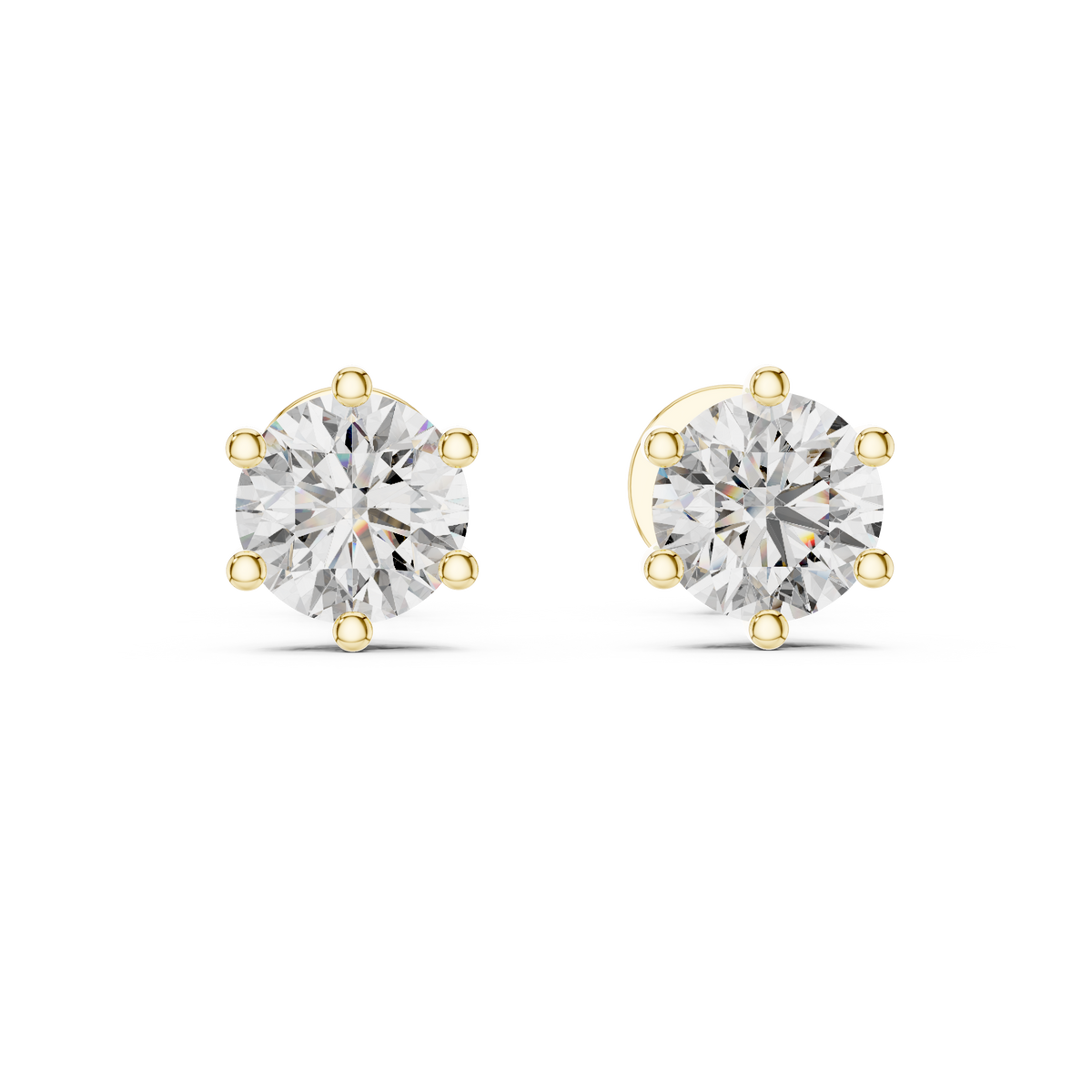 6-Prong Round Cut Martini Set Stud Earring