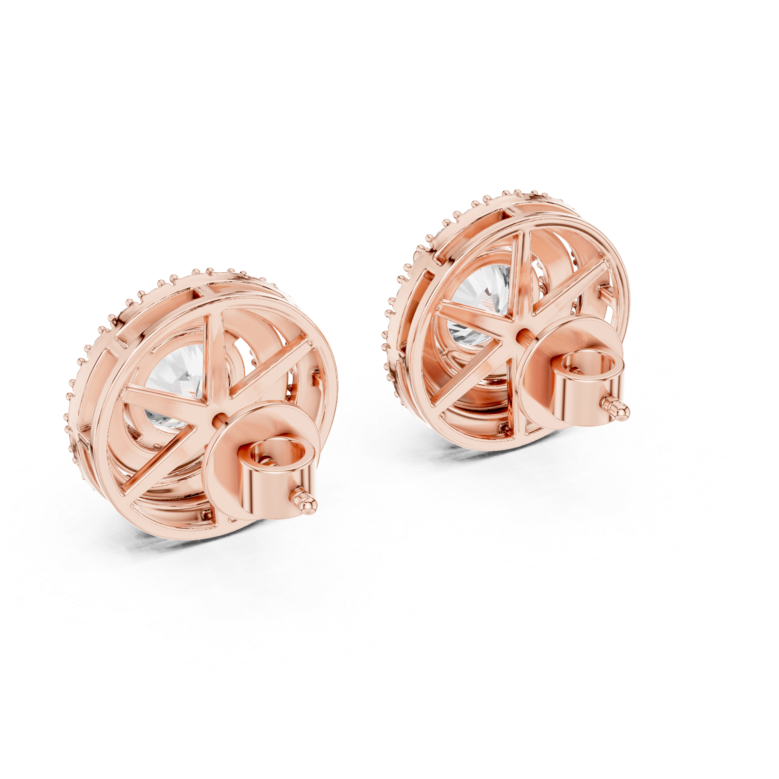 Round Brilliant Cut Halo Set Earrings