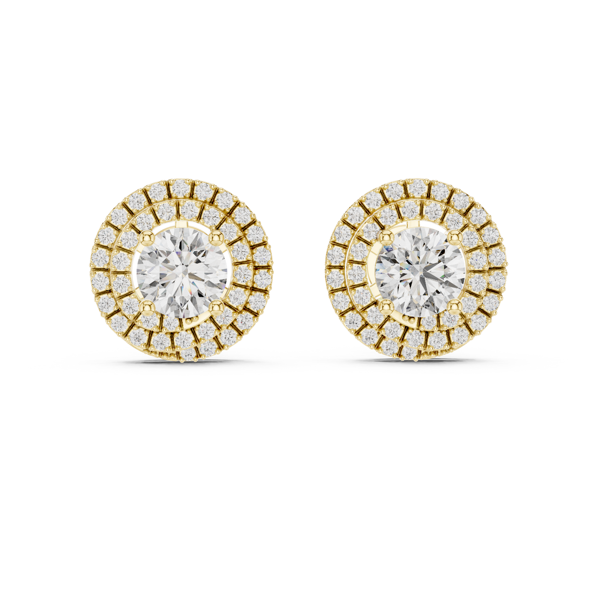 Round Brilliant Cut Halo Set Earrings