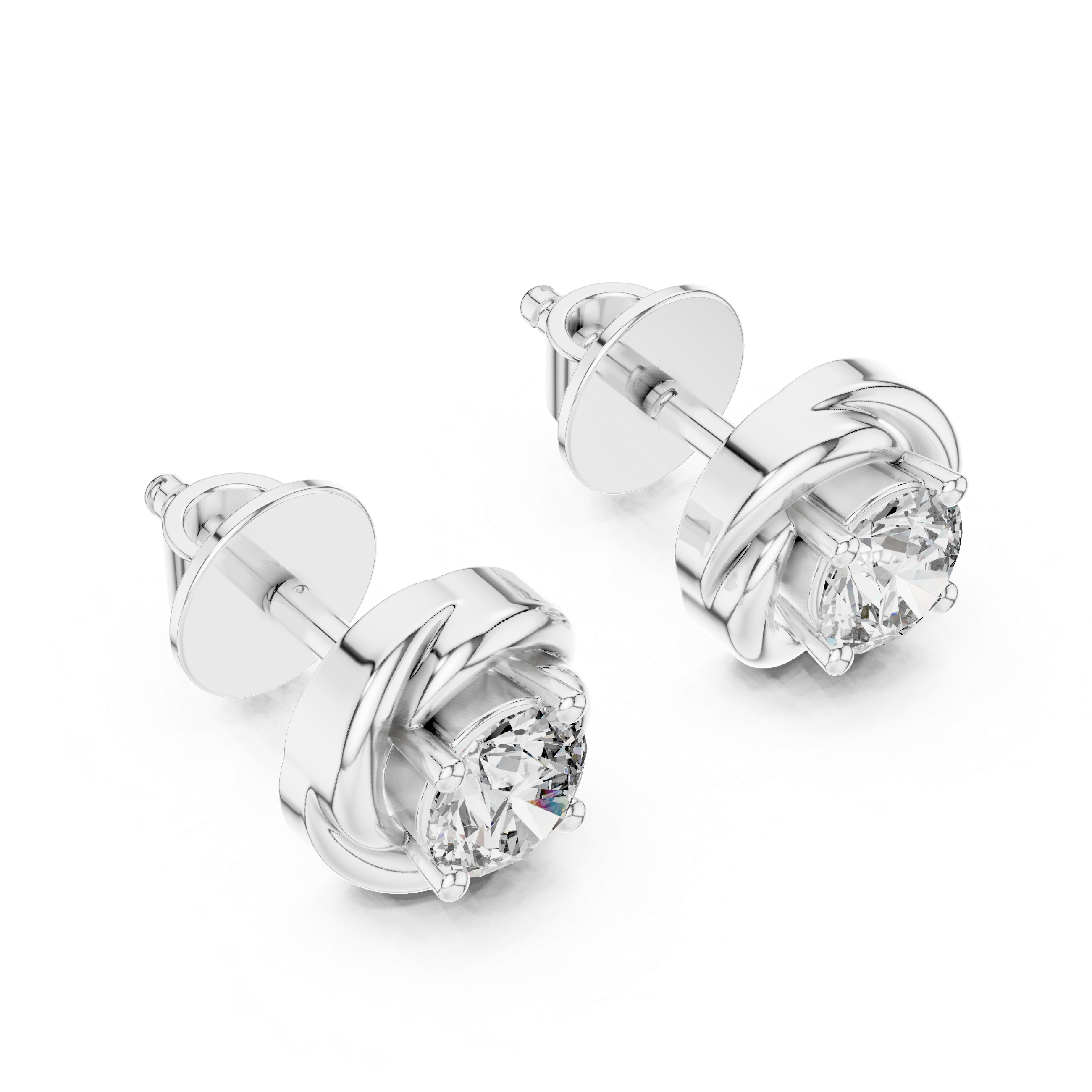 Round Cut Diamond Celtic Knot Stud Earrings