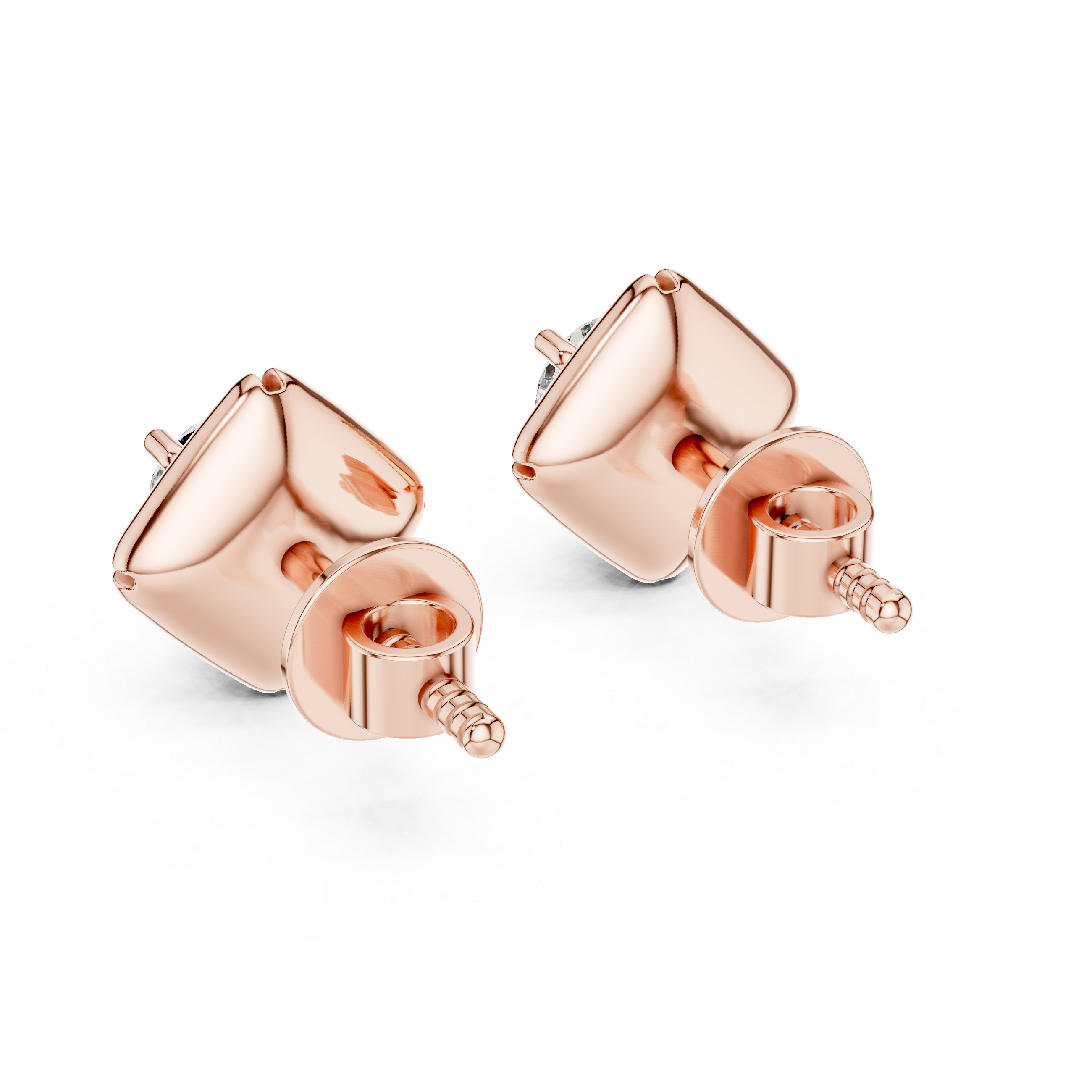 Kite-Frame Round Cut Diamond Studs