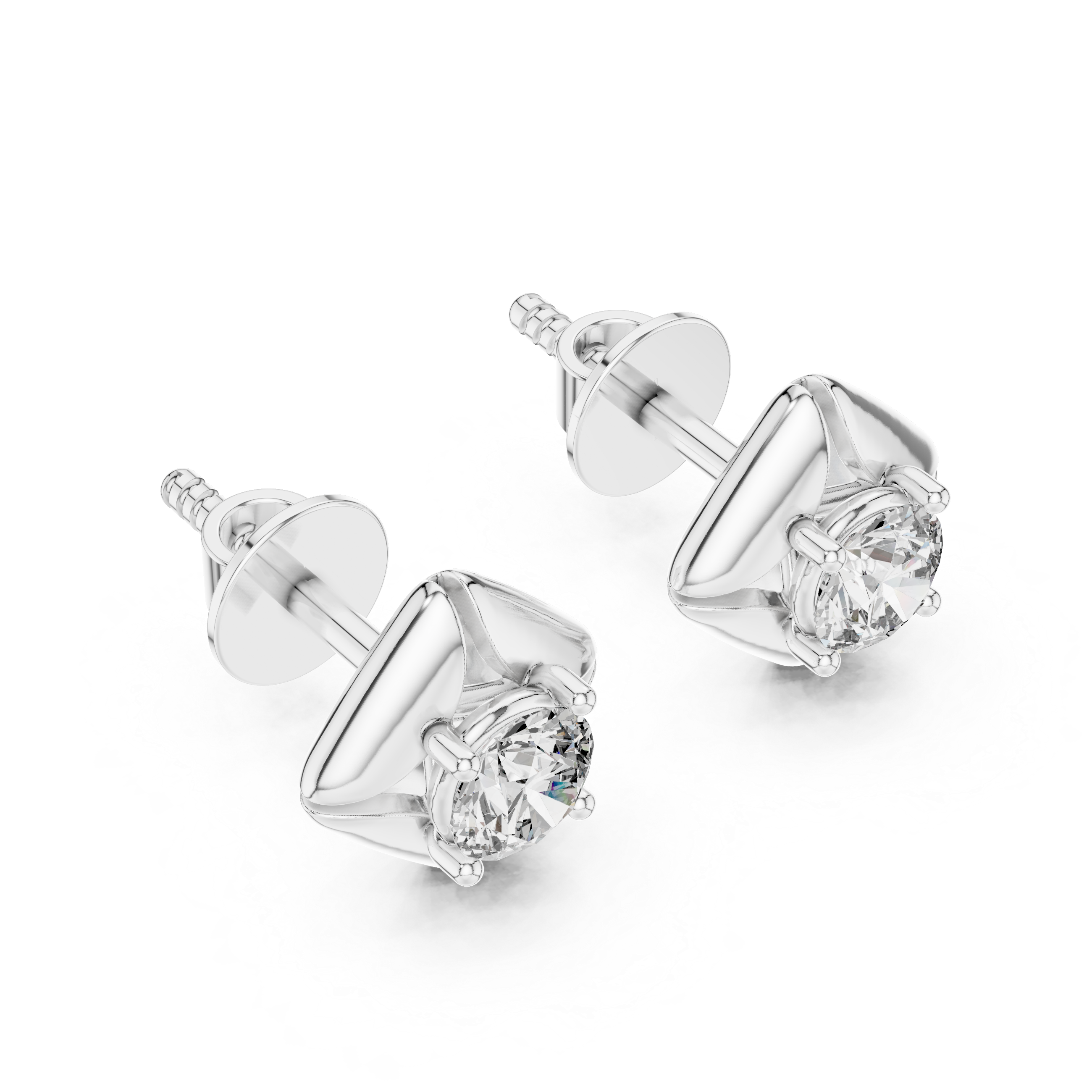 Kite-Frame Round Cut Diamond Studs