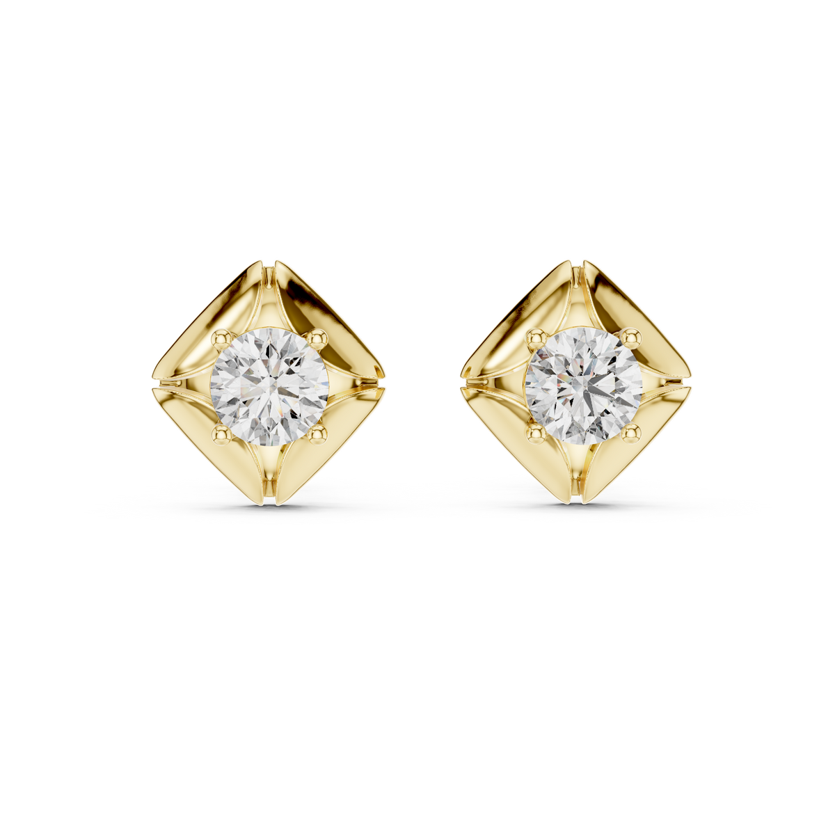 Kite-Frame Round Cut Diamond Studs