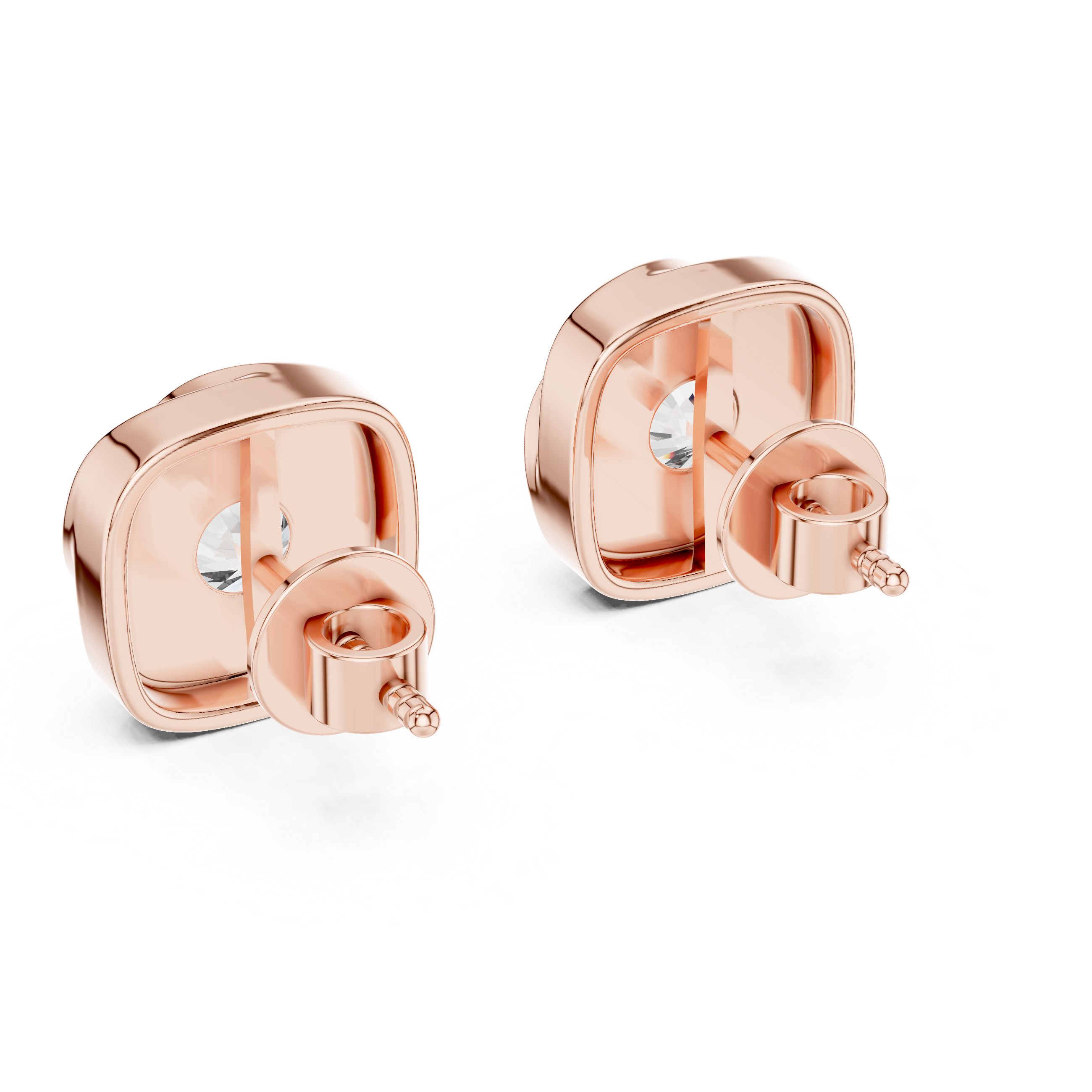 Round Brilliant Cut Diamond Bezel Stud Earrings