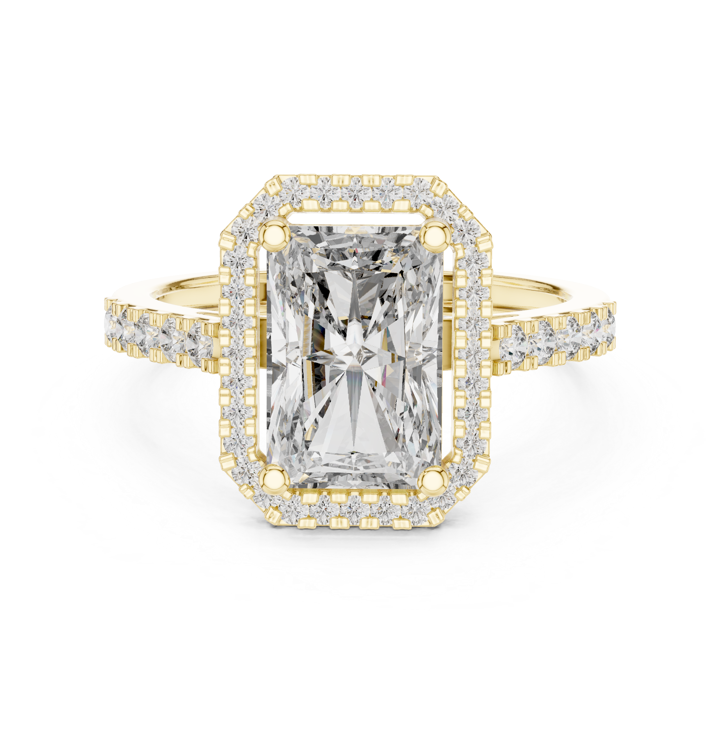 Radiant Diamond Floating Halo Engagement Ring