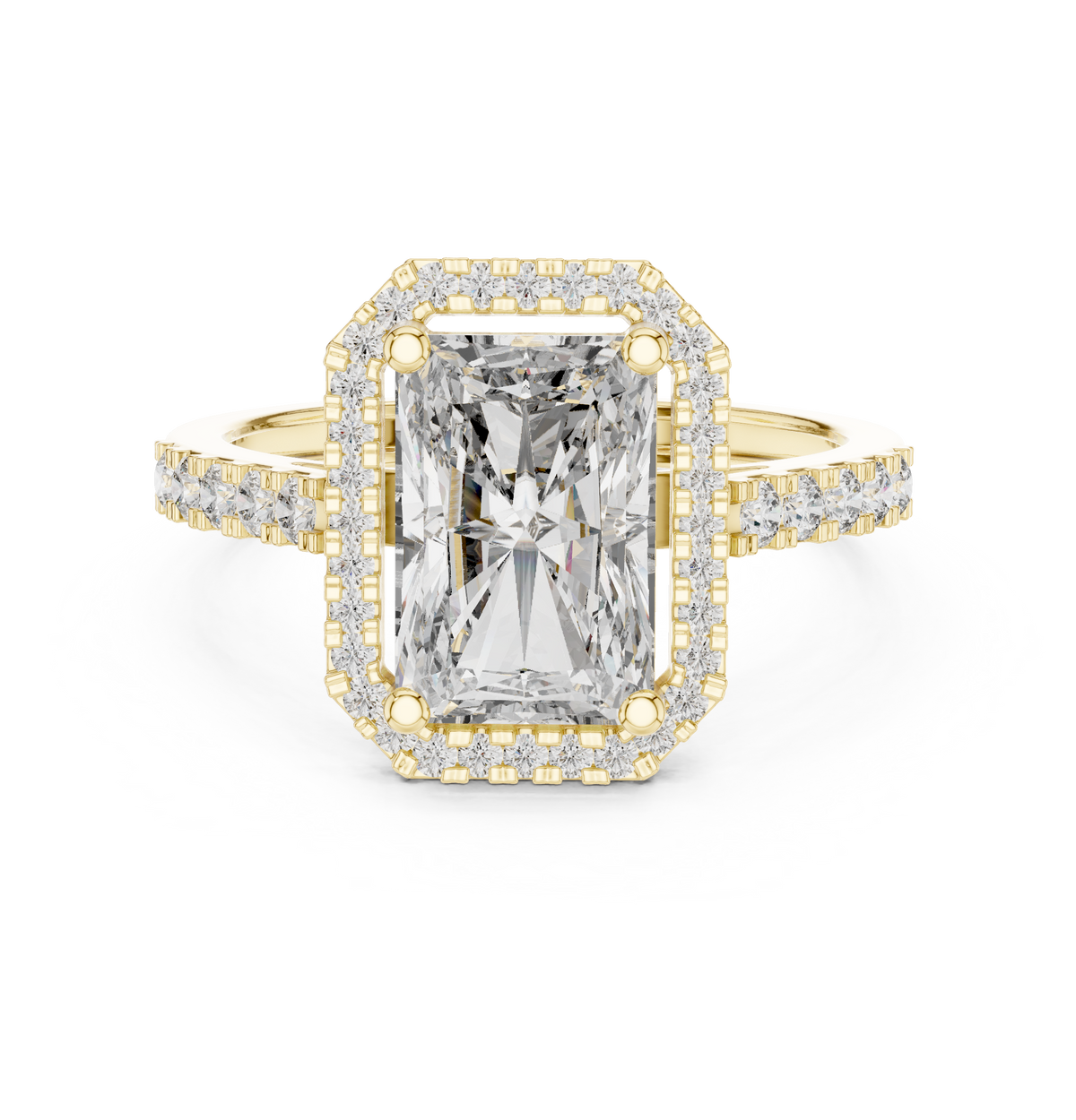 Radiant Diamond Floating Halo Engagement Ring
