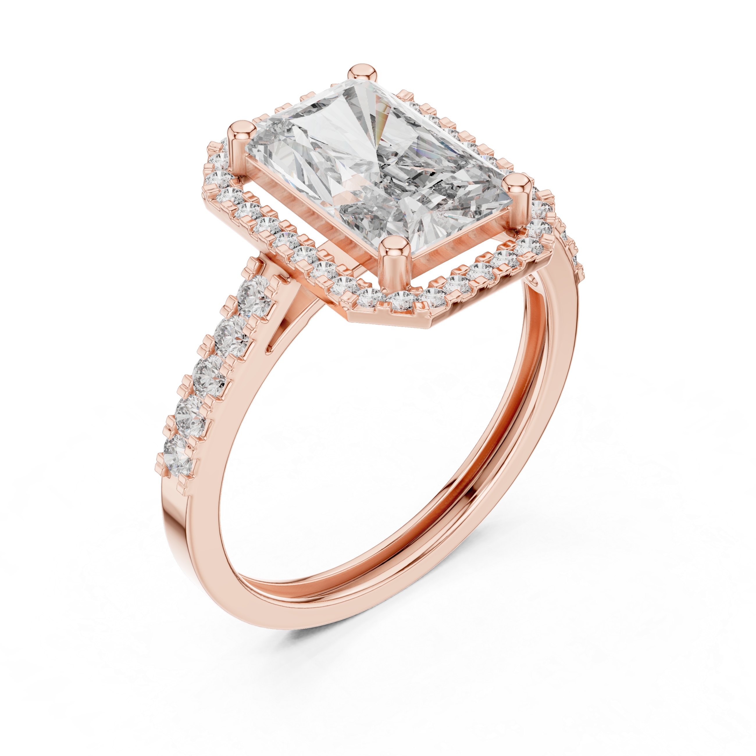 Radiant Diamond Floating Halo Engagement Ring