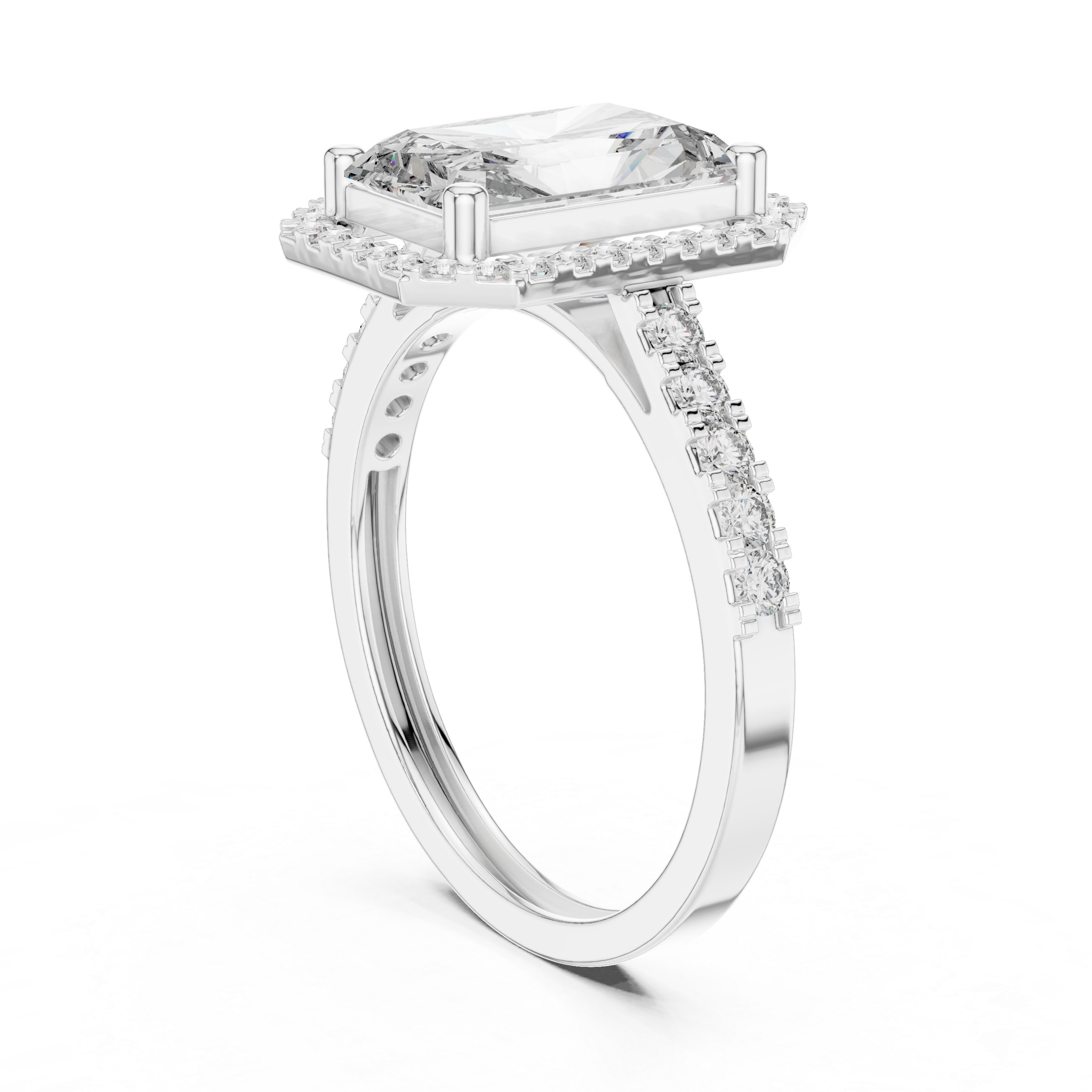 Radiant Diamond Floating Halo Engagement Ring