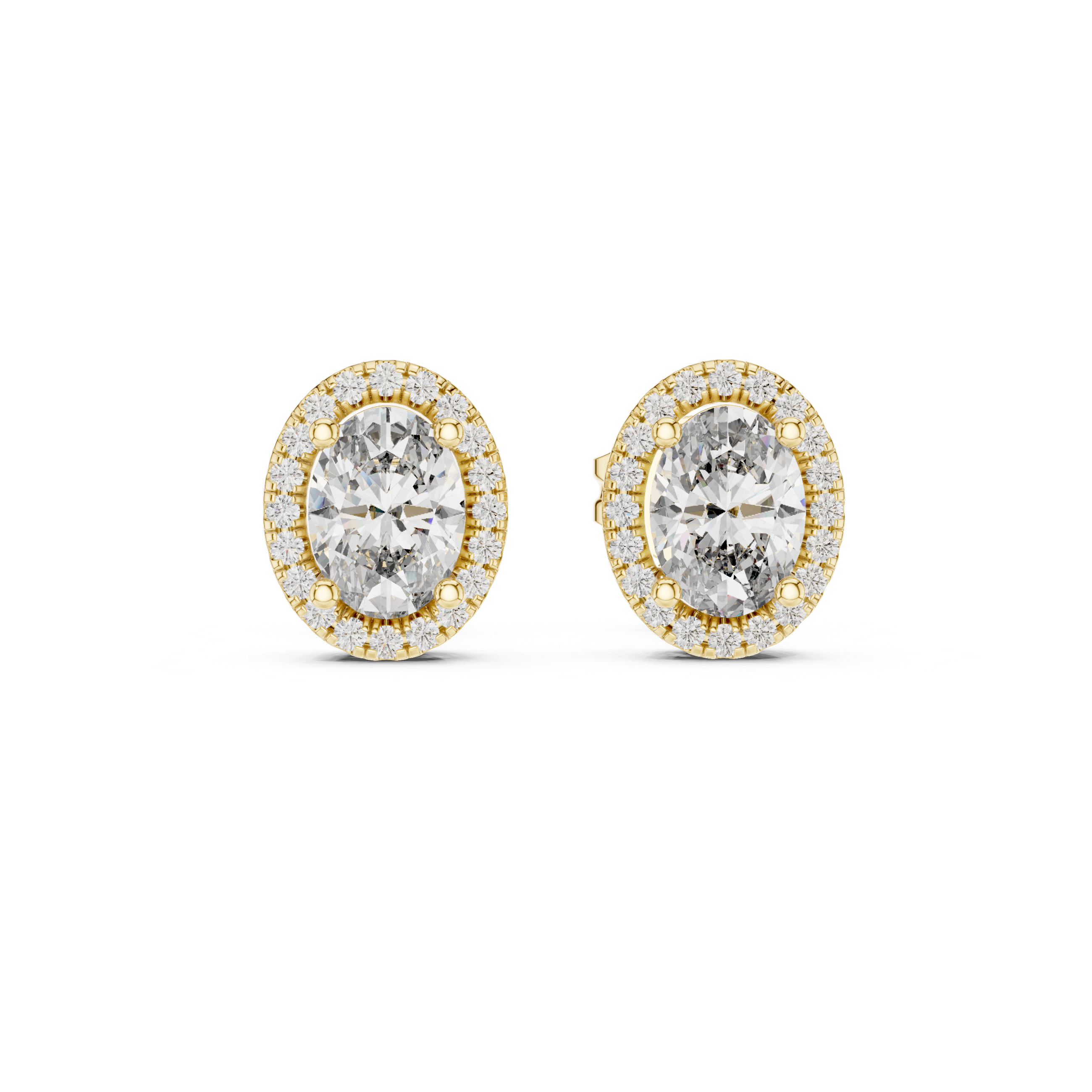 Oval Cut Diamond Halo Stud Earrings