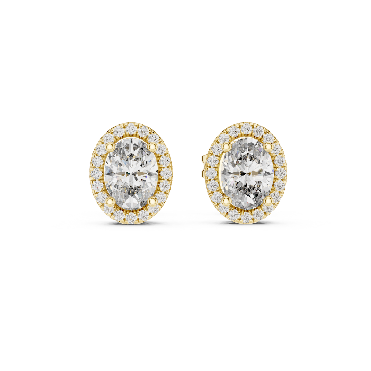 Oval Cut Diamond Halo Stud Earrings