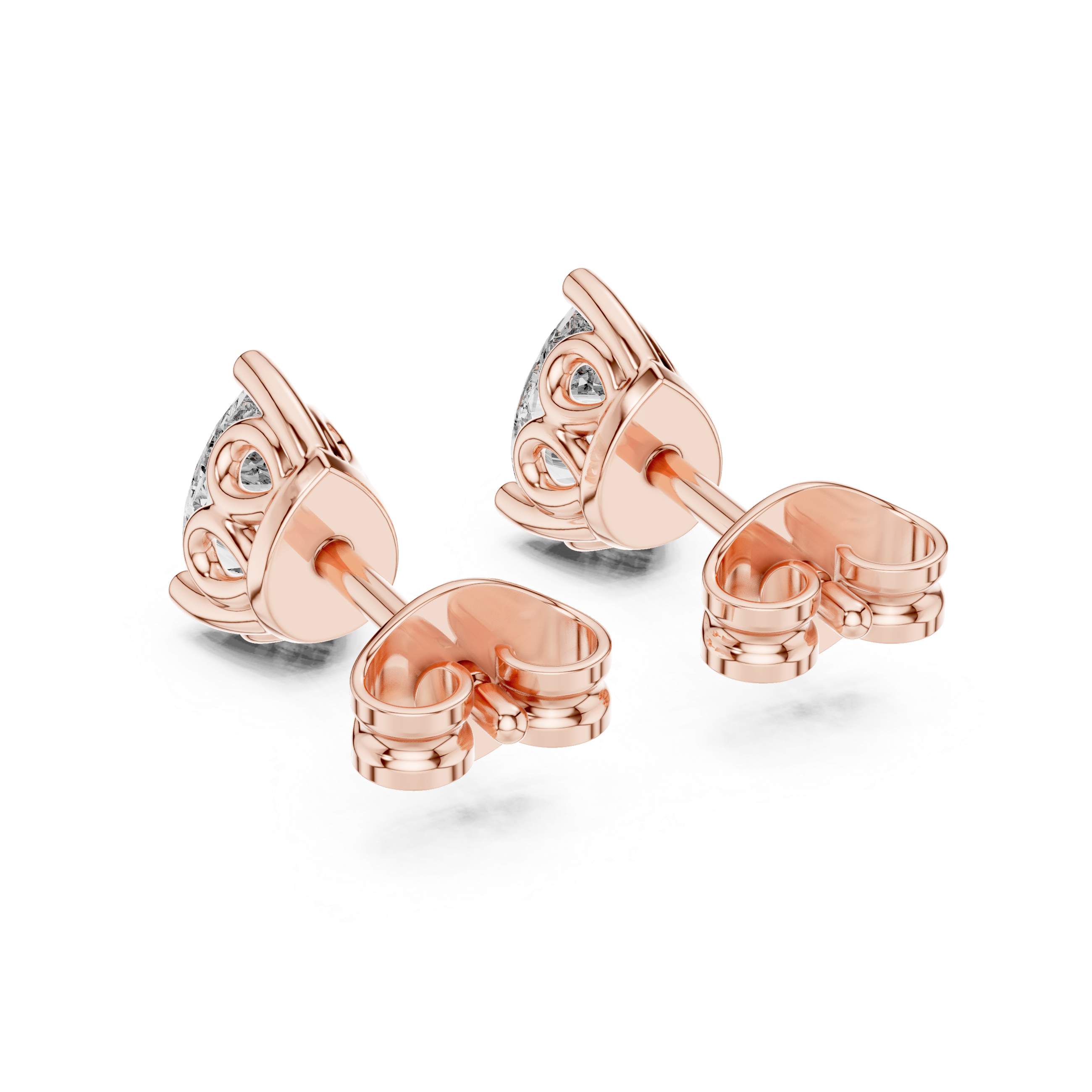Pear Cut Scroll Gallery Stud Earring