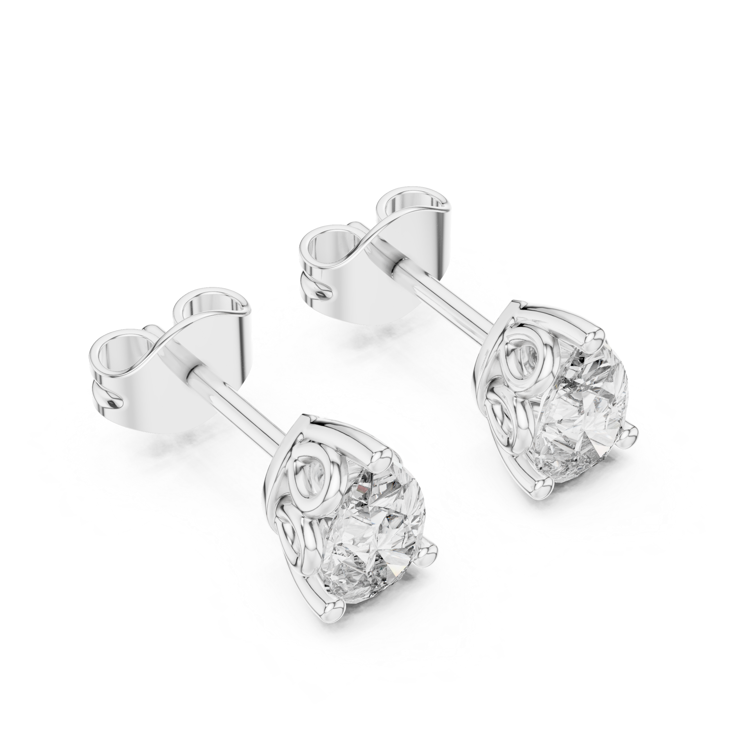 Pear Cut Scroll Gallery Stud Earring