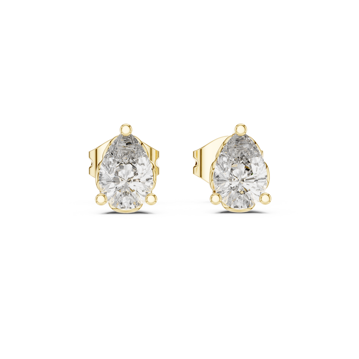 Pear Cut Scroll Gallery Stud Earring