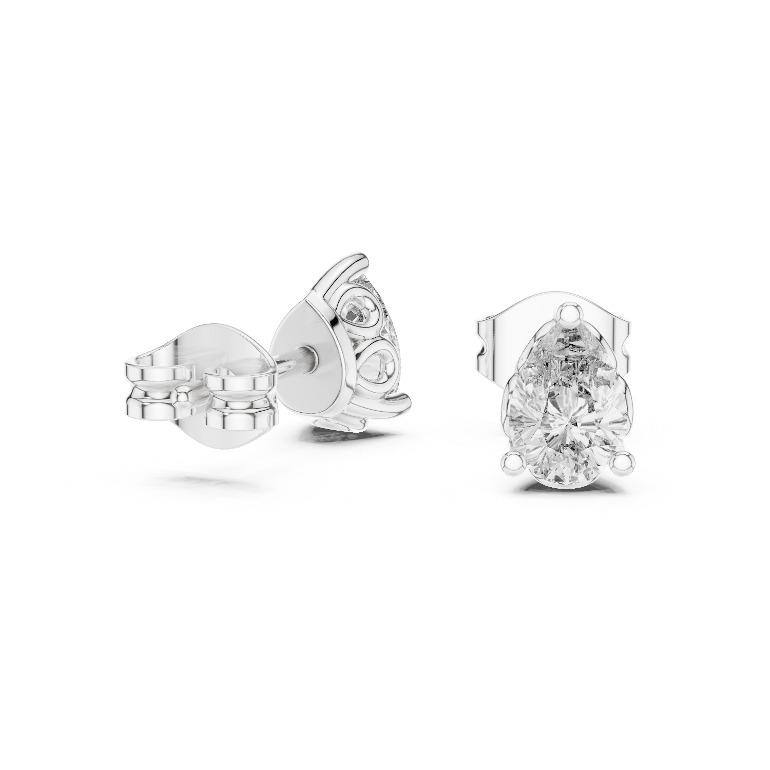 Pear Cut Scroll Gallery Stud Earring