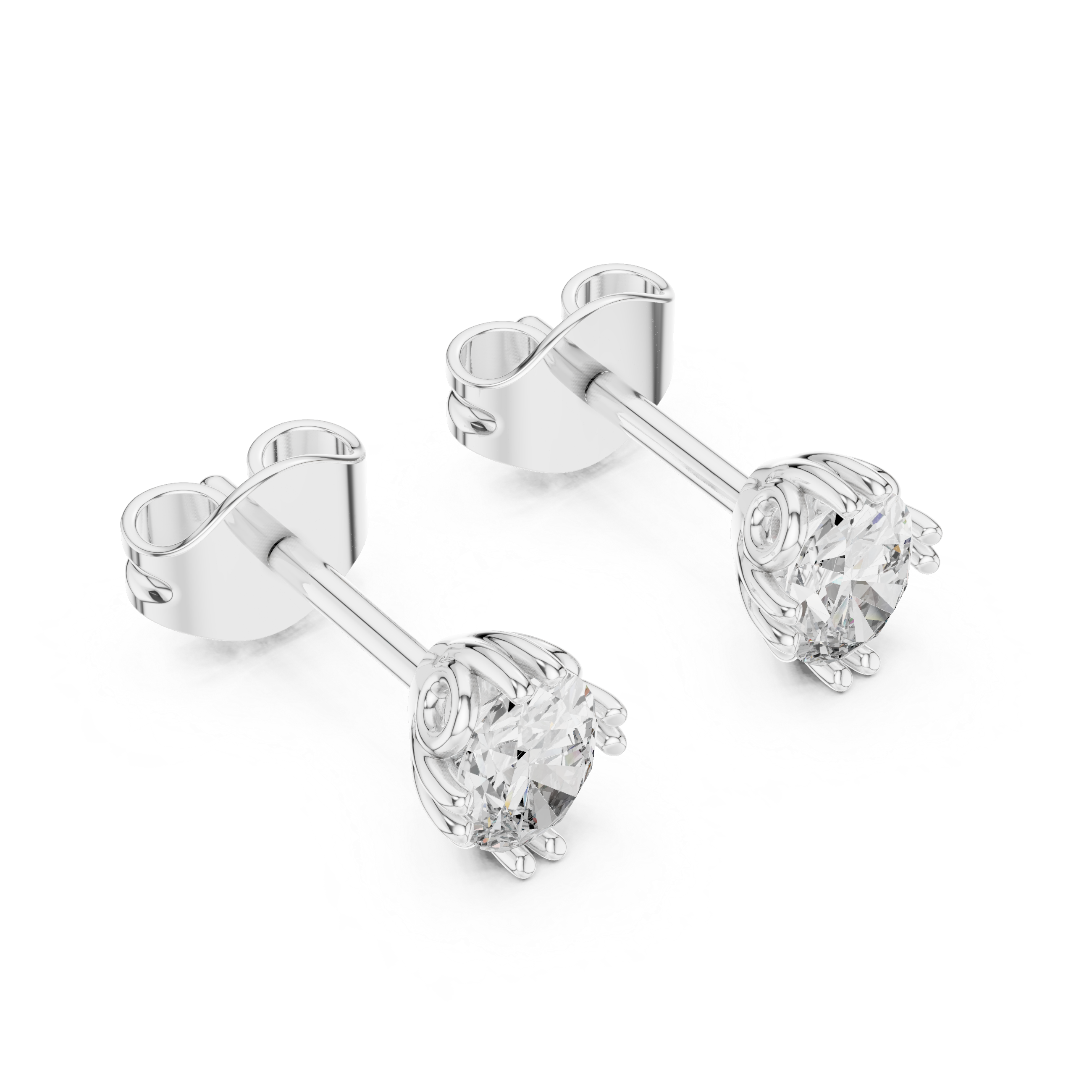Double Prong Oval Cut Stud Earrings