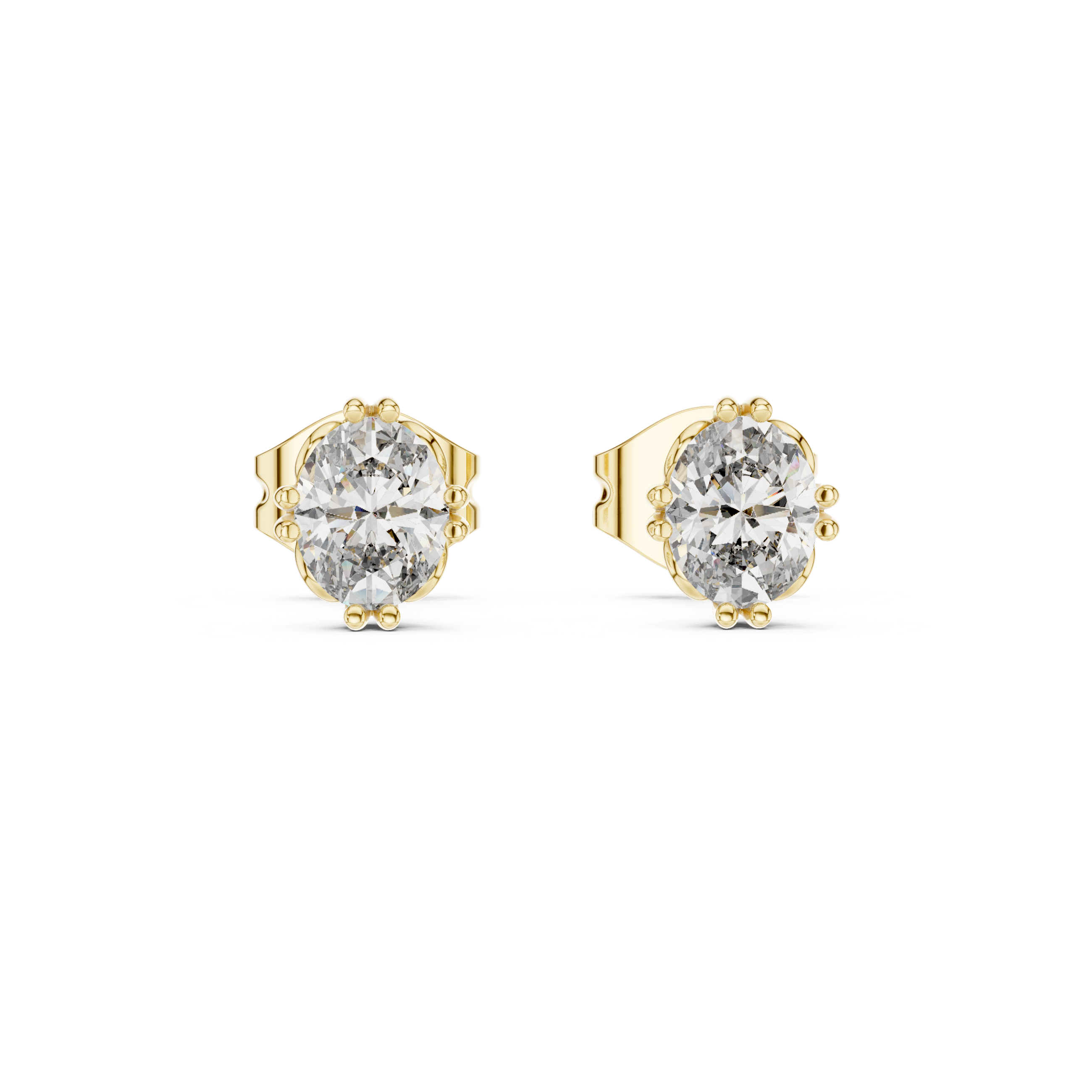 Double Prong Oval Cut Stud Earrings