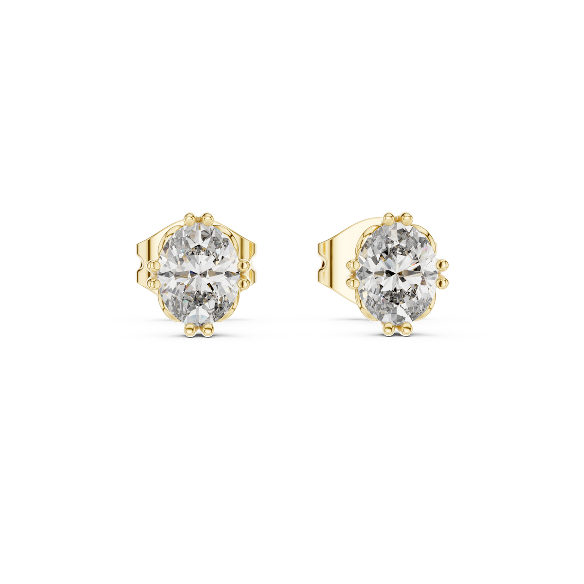 Double Prong Oval Cut Stud Earrings